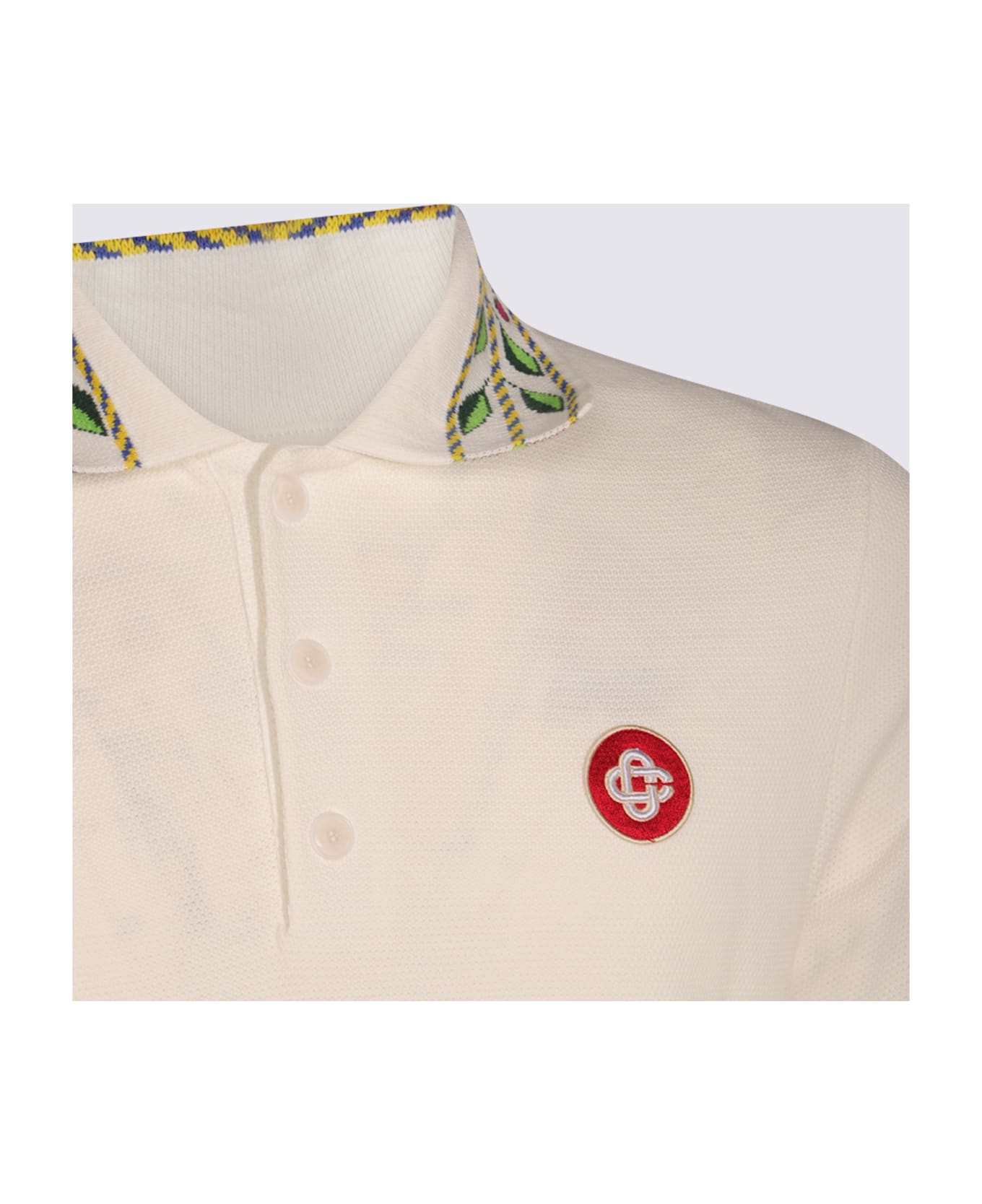 Casablanca White Cotton Polo Shirt - Beige