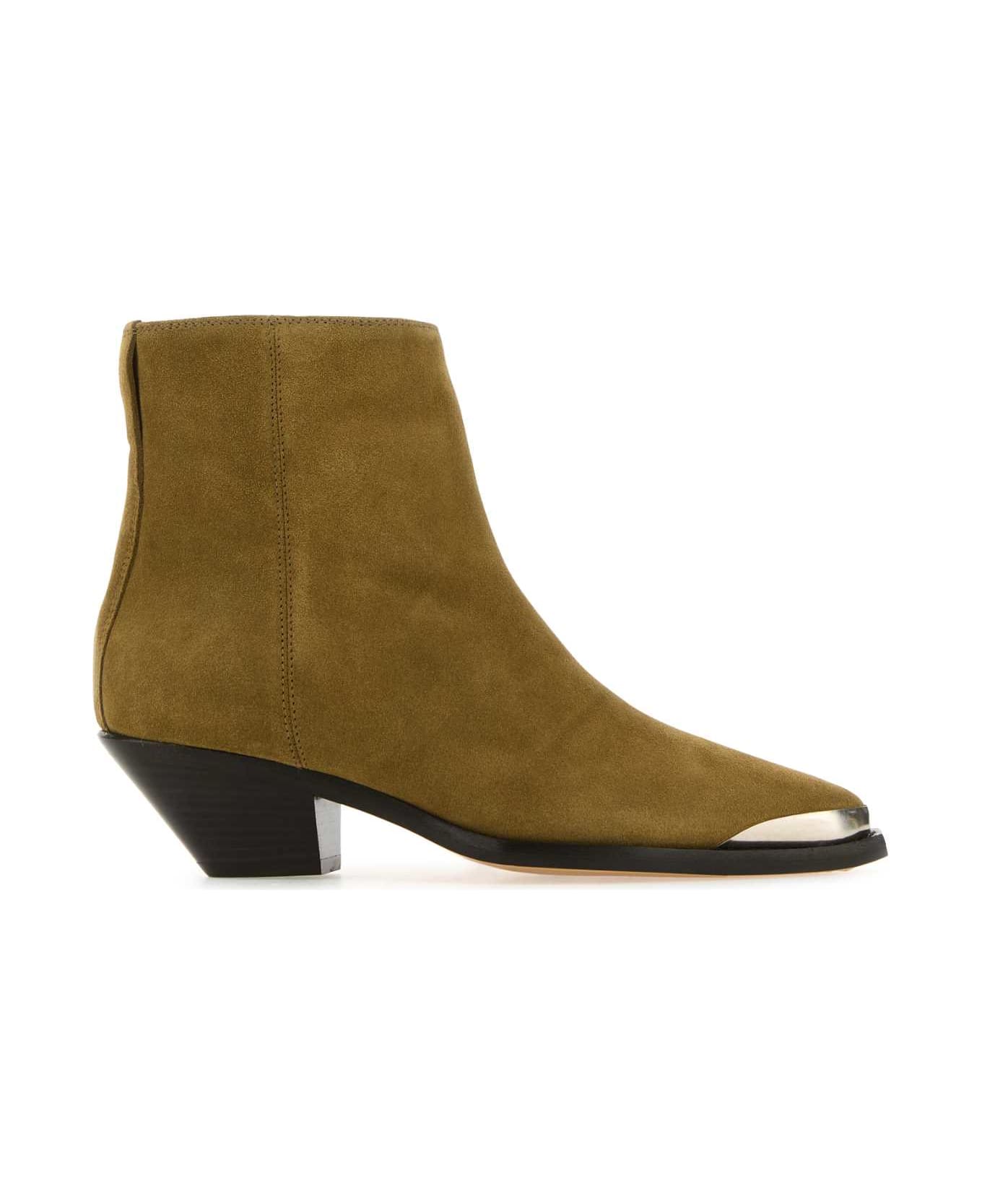 Isabel Marant Beige Suede Adnae Ankle Boots - TAUPE