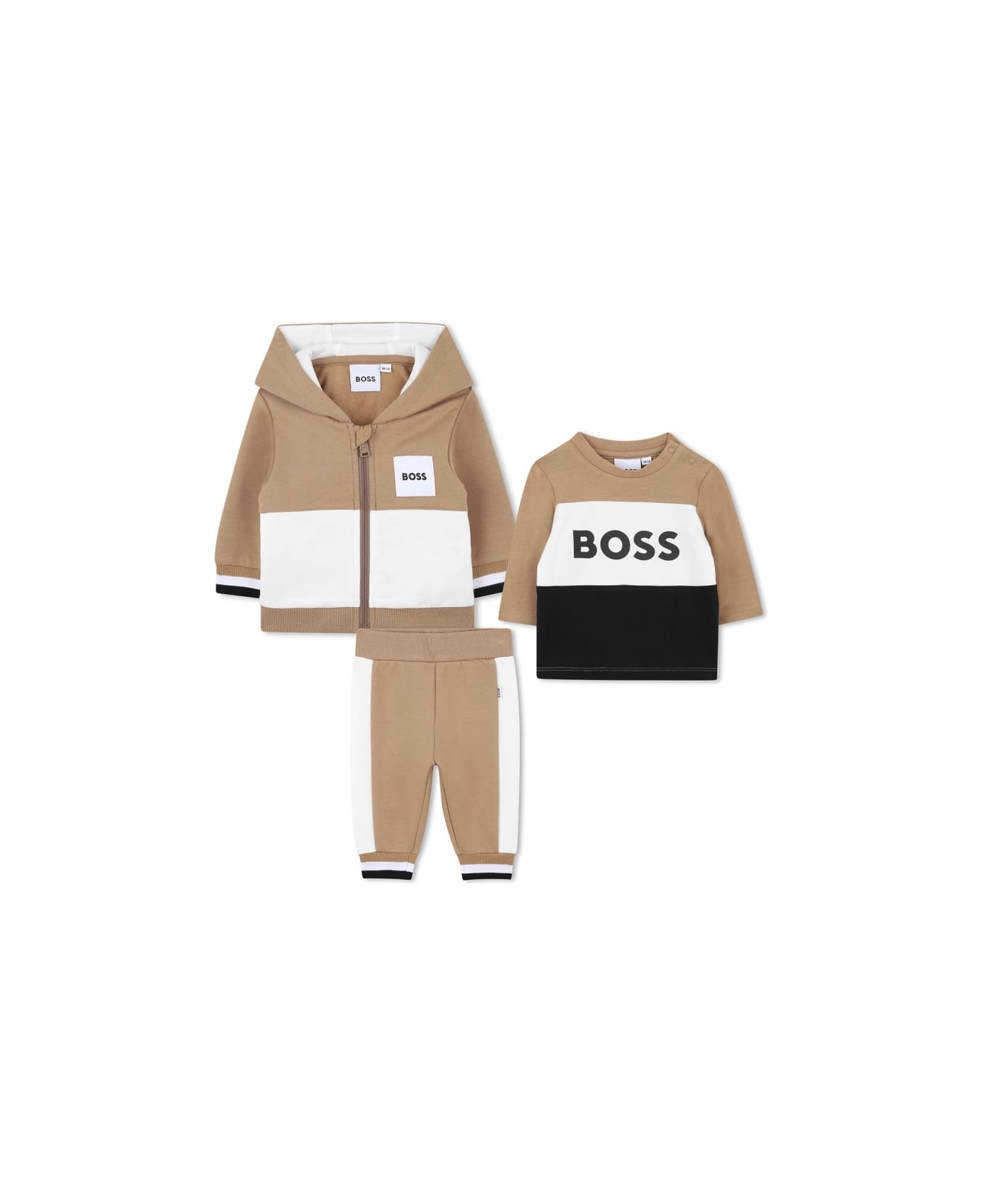 Hugo Boss Pants Set With Cardigan And Sweater - BEIGE
