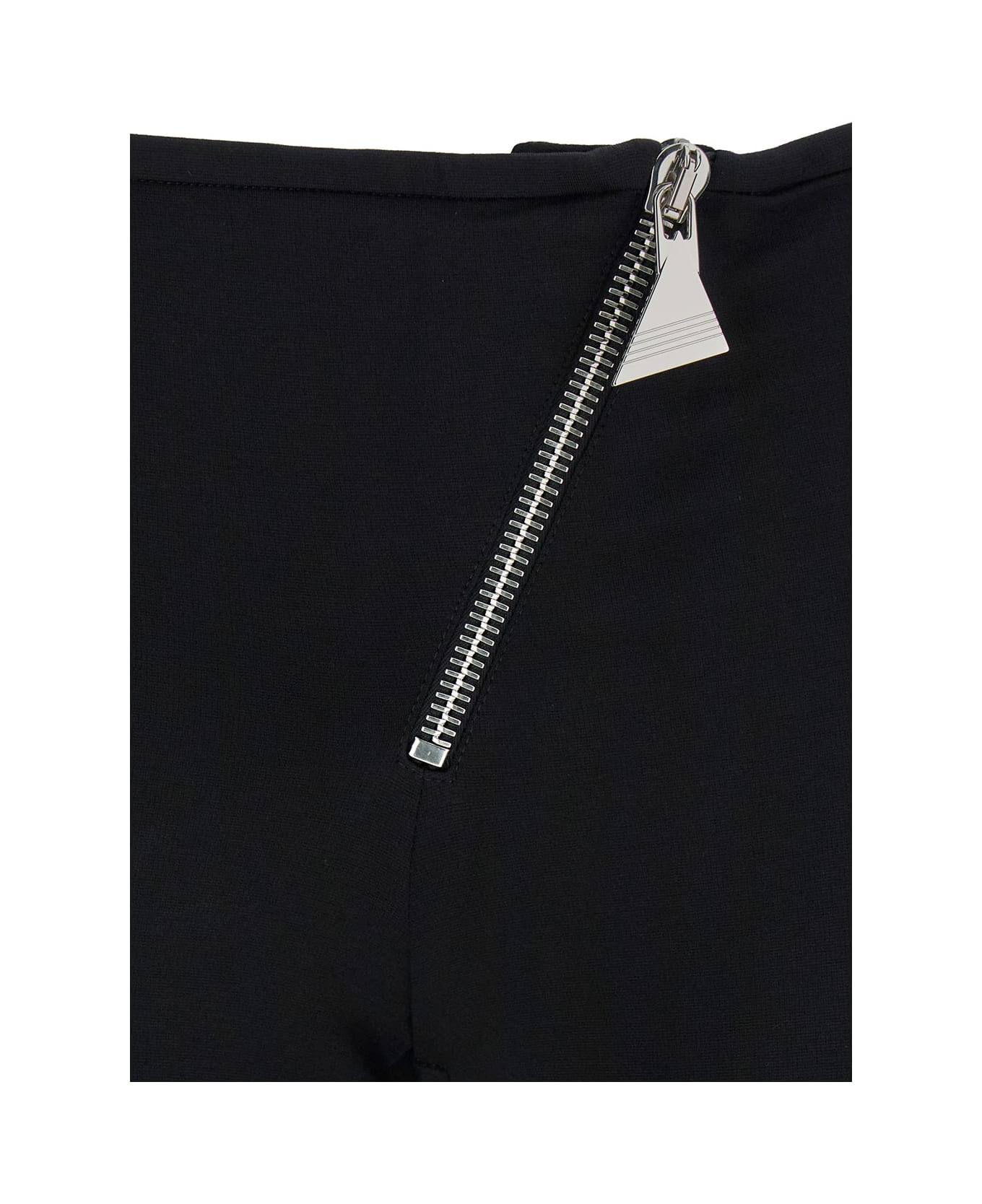 The Attico Black Flared Pants With Oblique Zip In Stretch Jersey Woman