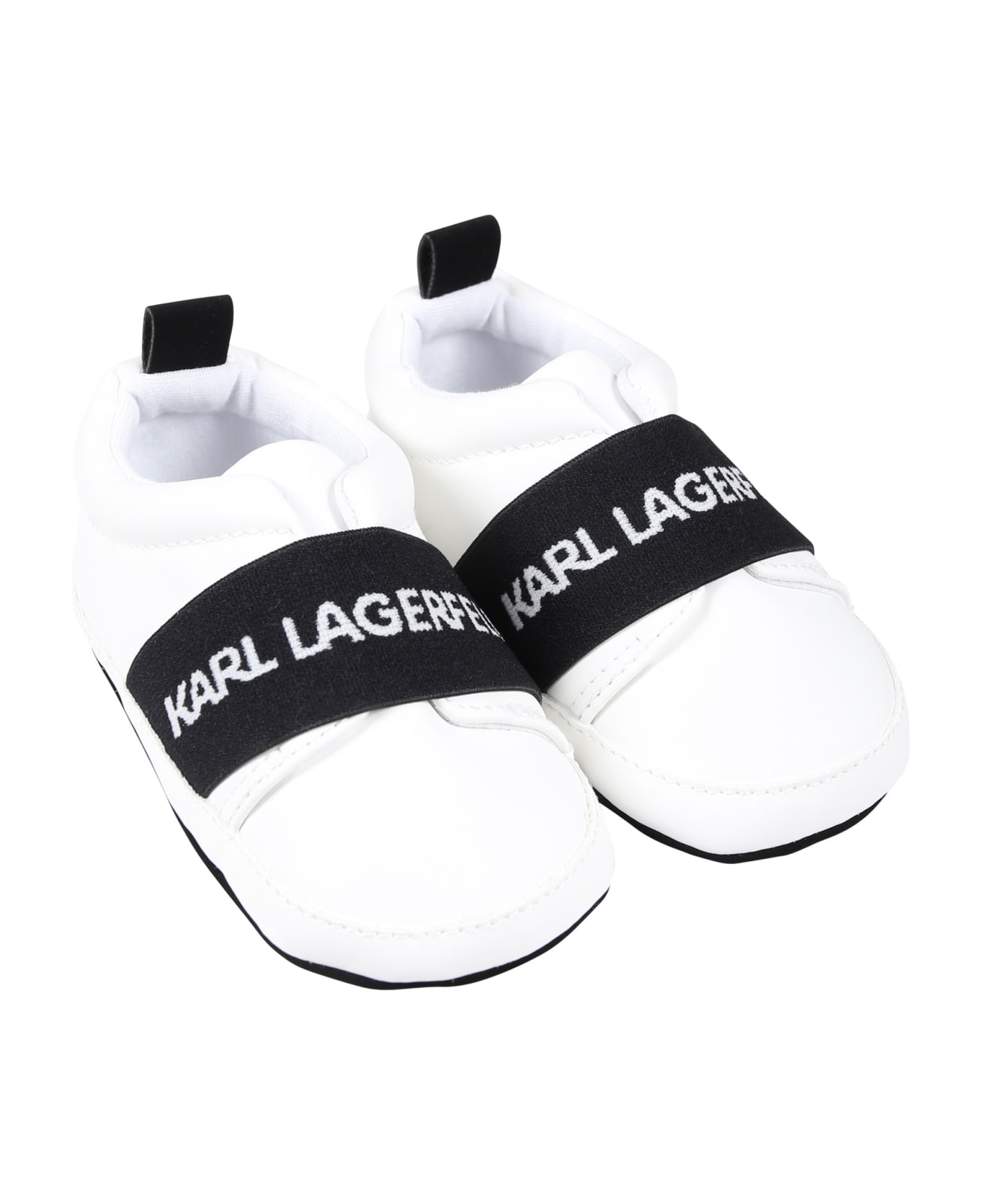 Karl Lagerfeld Kids White Sneakers For Babies With Logo - White