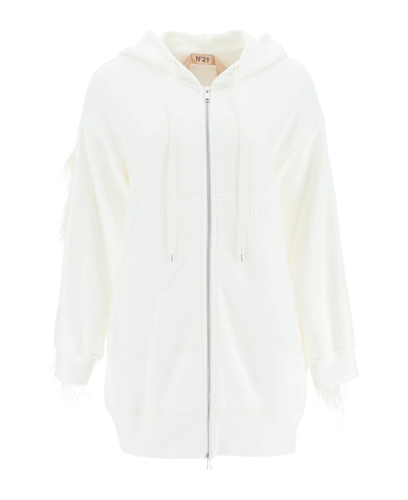 N.21 Oversized Hoodie With Feathers - ECRU (White)