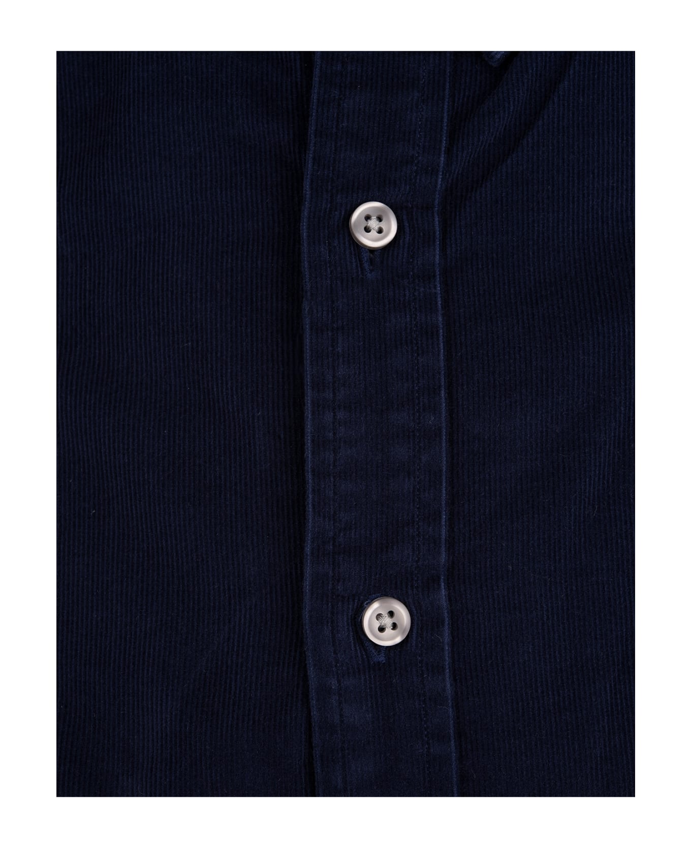 Ralph Lauren Man Slim Fit Shirt In Night Blue Fustian With Contrast Pony - Blu