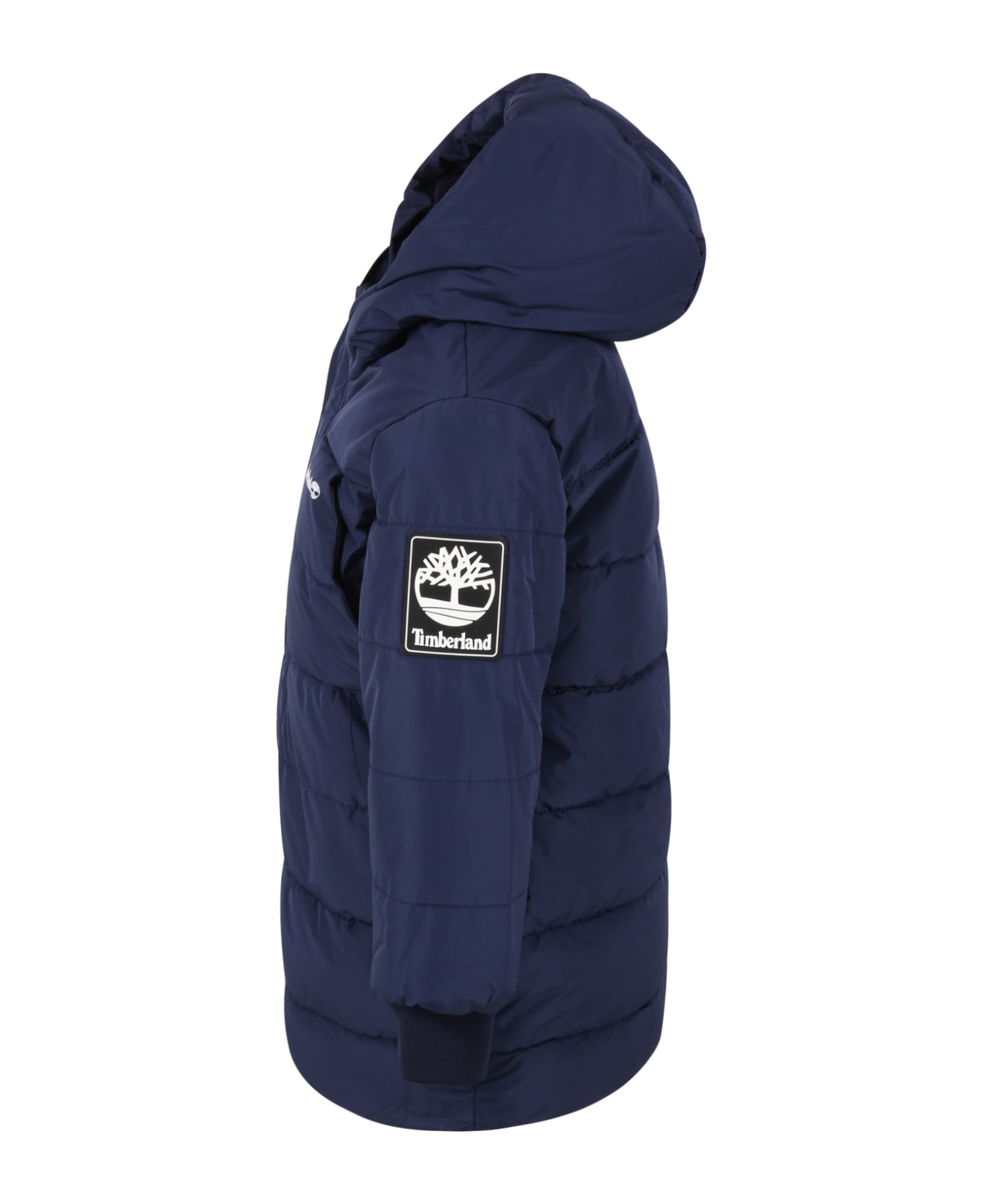 Timberland Blue Jacket For Boy With Logo - Blue