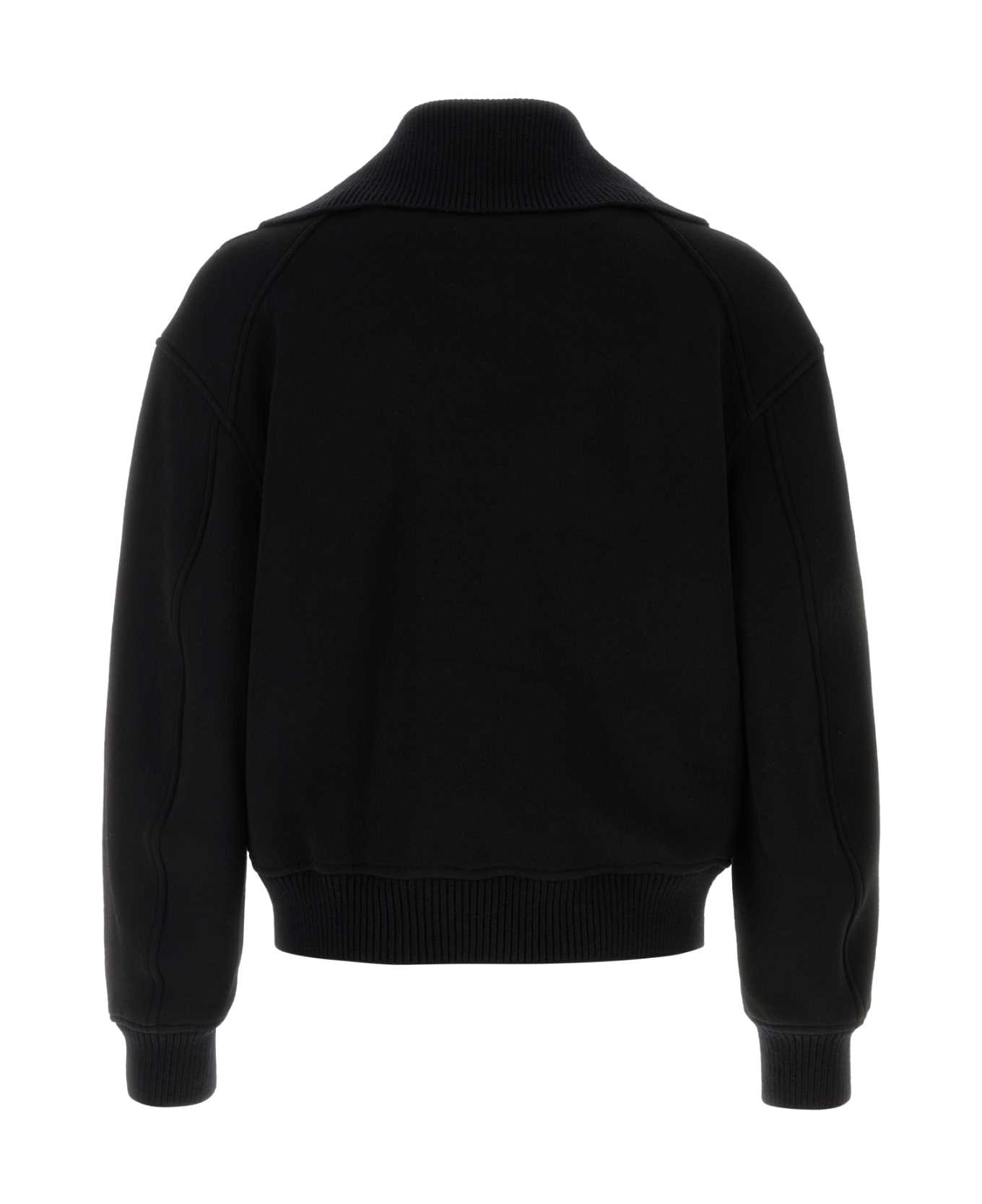 Jil Sander Black Wool Blend Bomber Jacket - Black