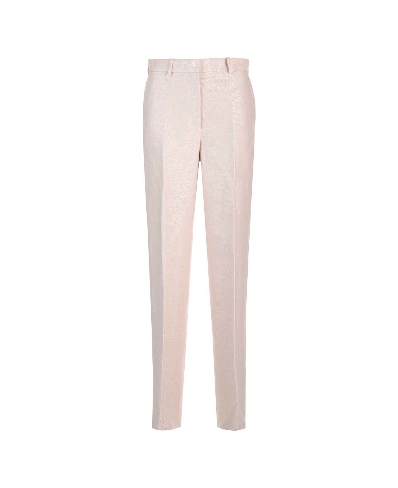 Theory High-waisted Trousers In Linen Twill - NEUTRALS