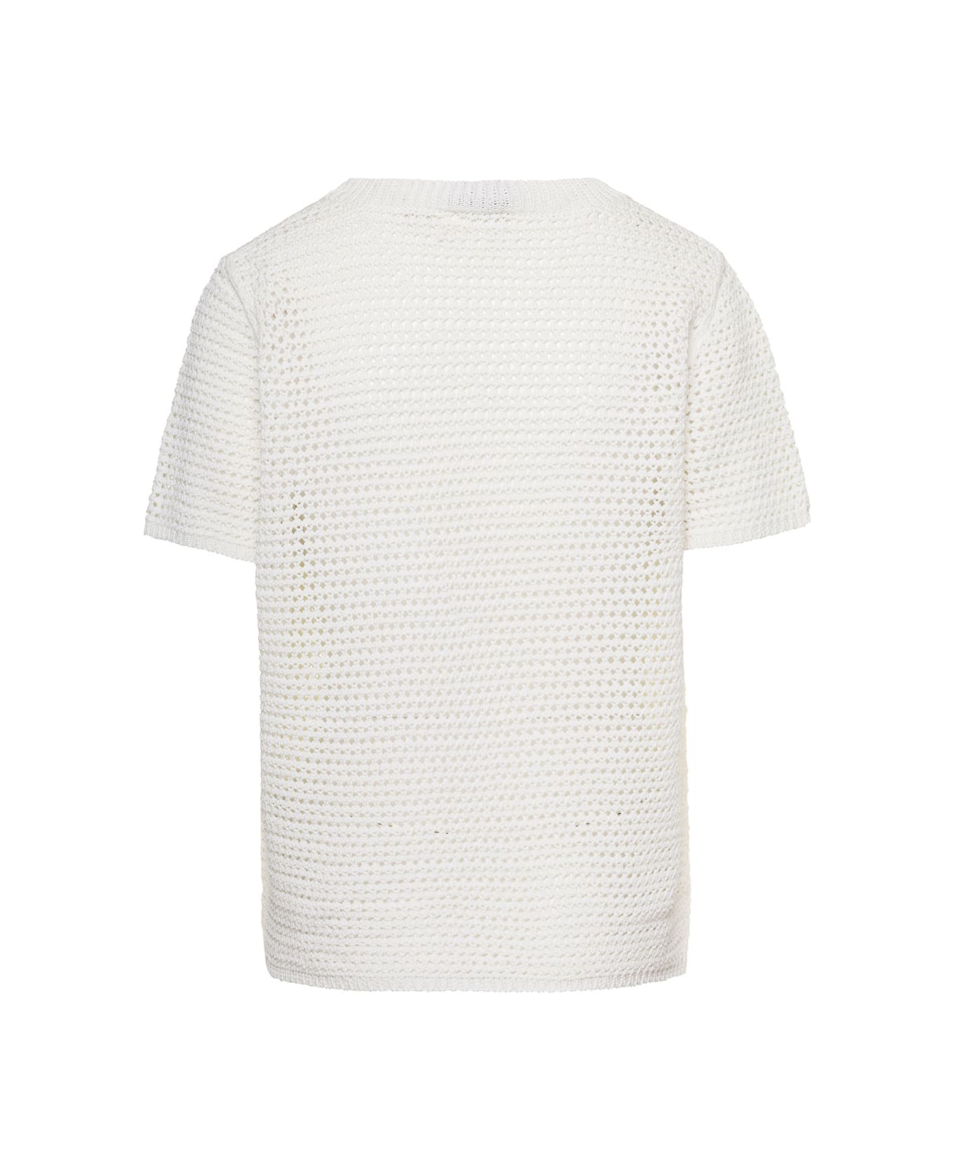 A.P.C. 'maggie' White Short-sleeve Cardigan In Crochet Woman - White