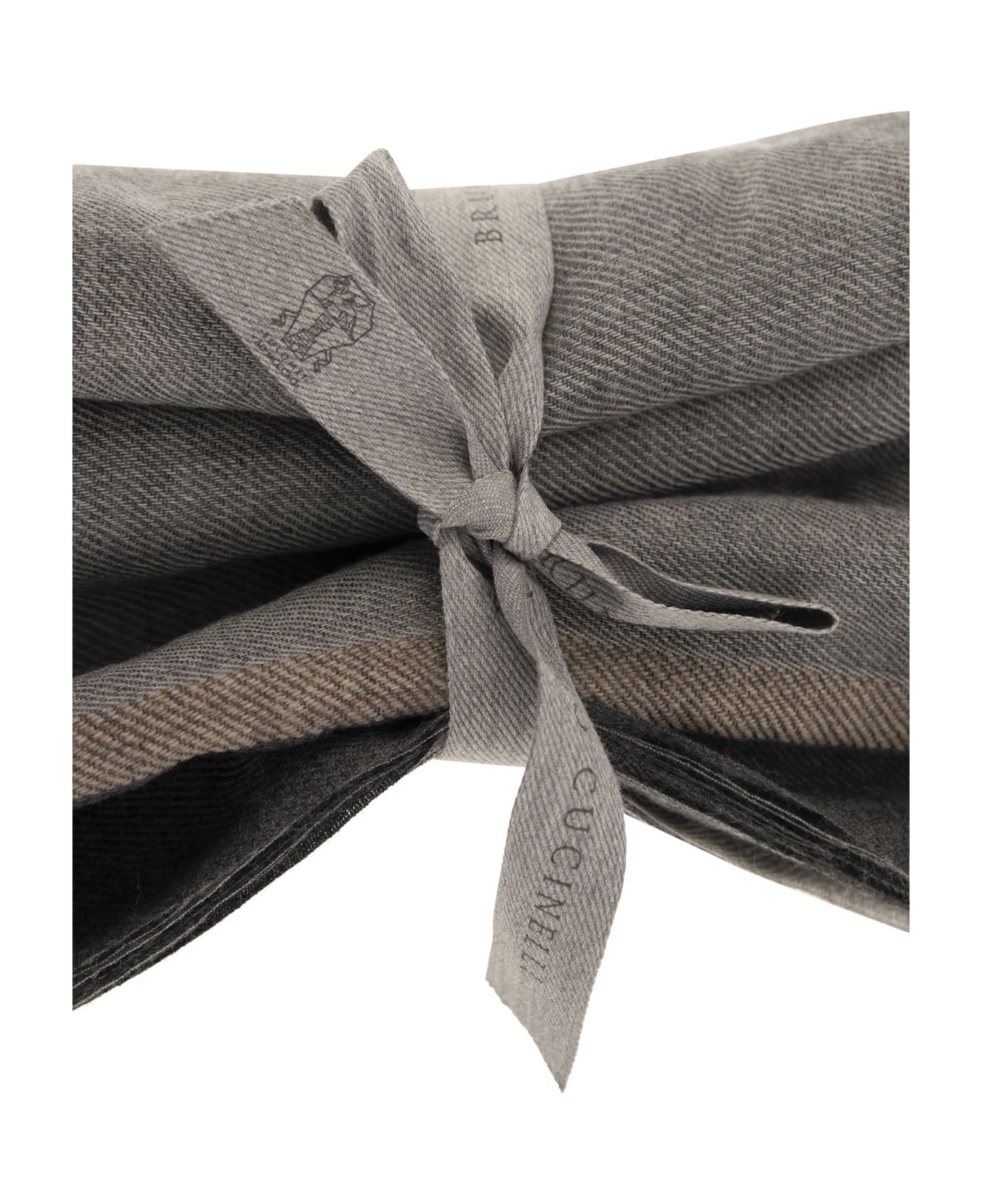 Brunello Cucinelli Colorblock Cashmere And Silk Scarf - Grey