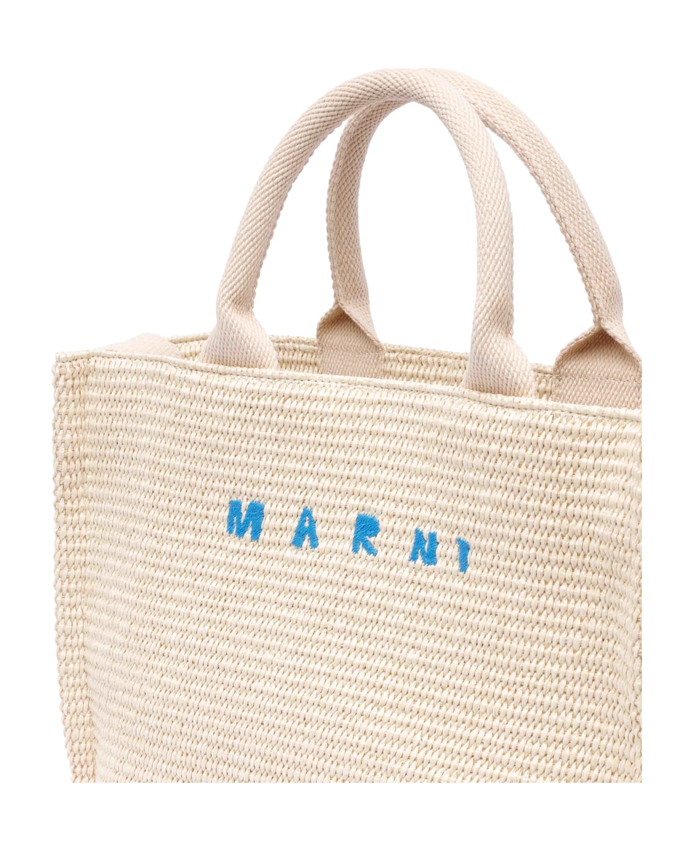 Marni Small Fabric Rafia Effect Shopping Bag - Beige