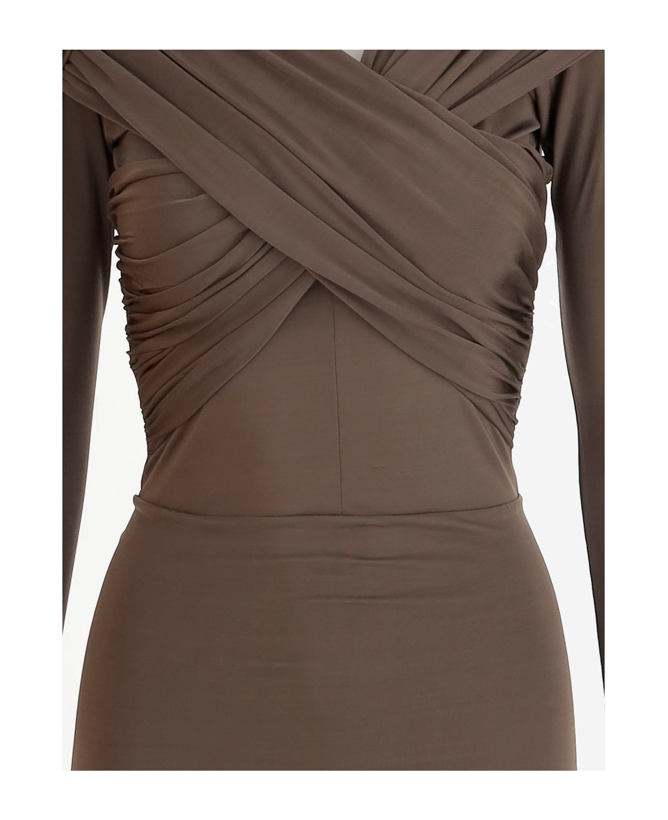 Patou Long Dress Cross Effect - Brown