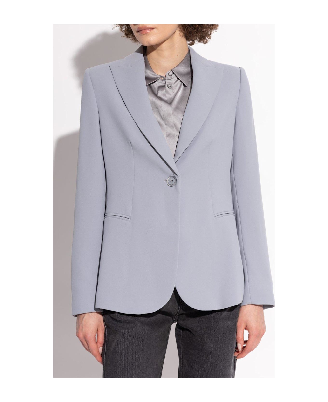 Emporio Armani Blazer With Closed Lapels - Moon Grey