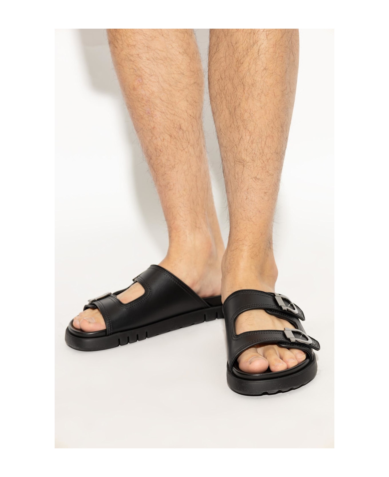 Ferragamo Leather Sandals Colly - BLACK
