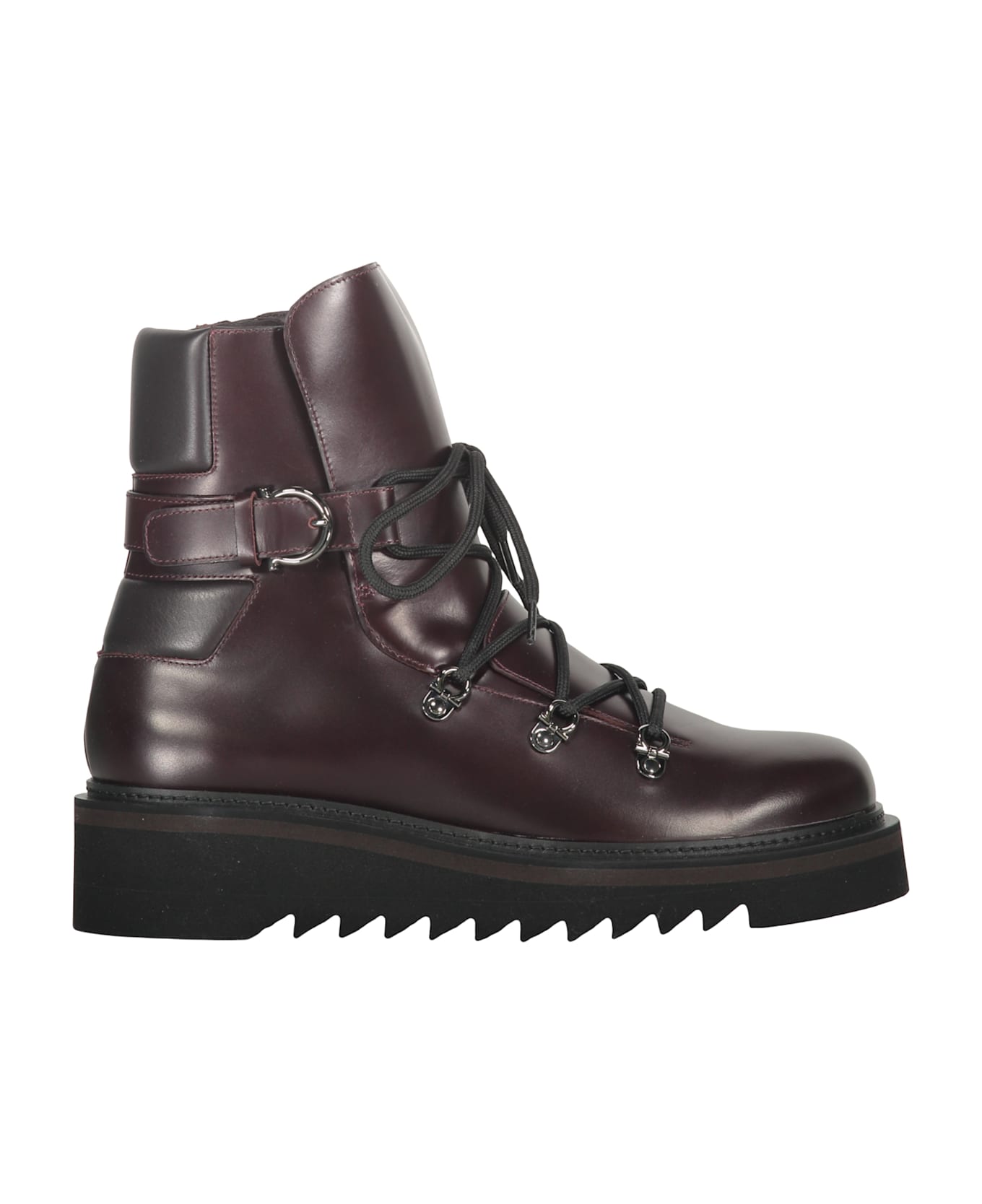 Ferragamo Leather Ankle Boots - Burgundy