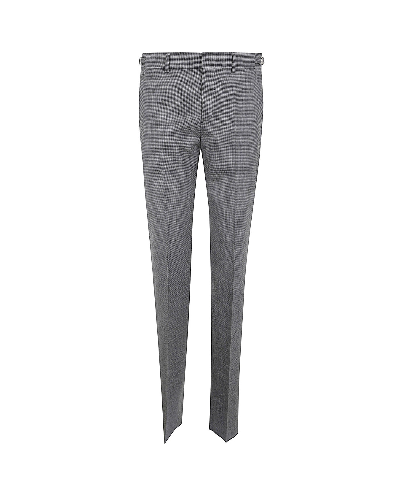 Versace Formal Pant Micro Pattern Wool Fabric - Concrete Melange Black