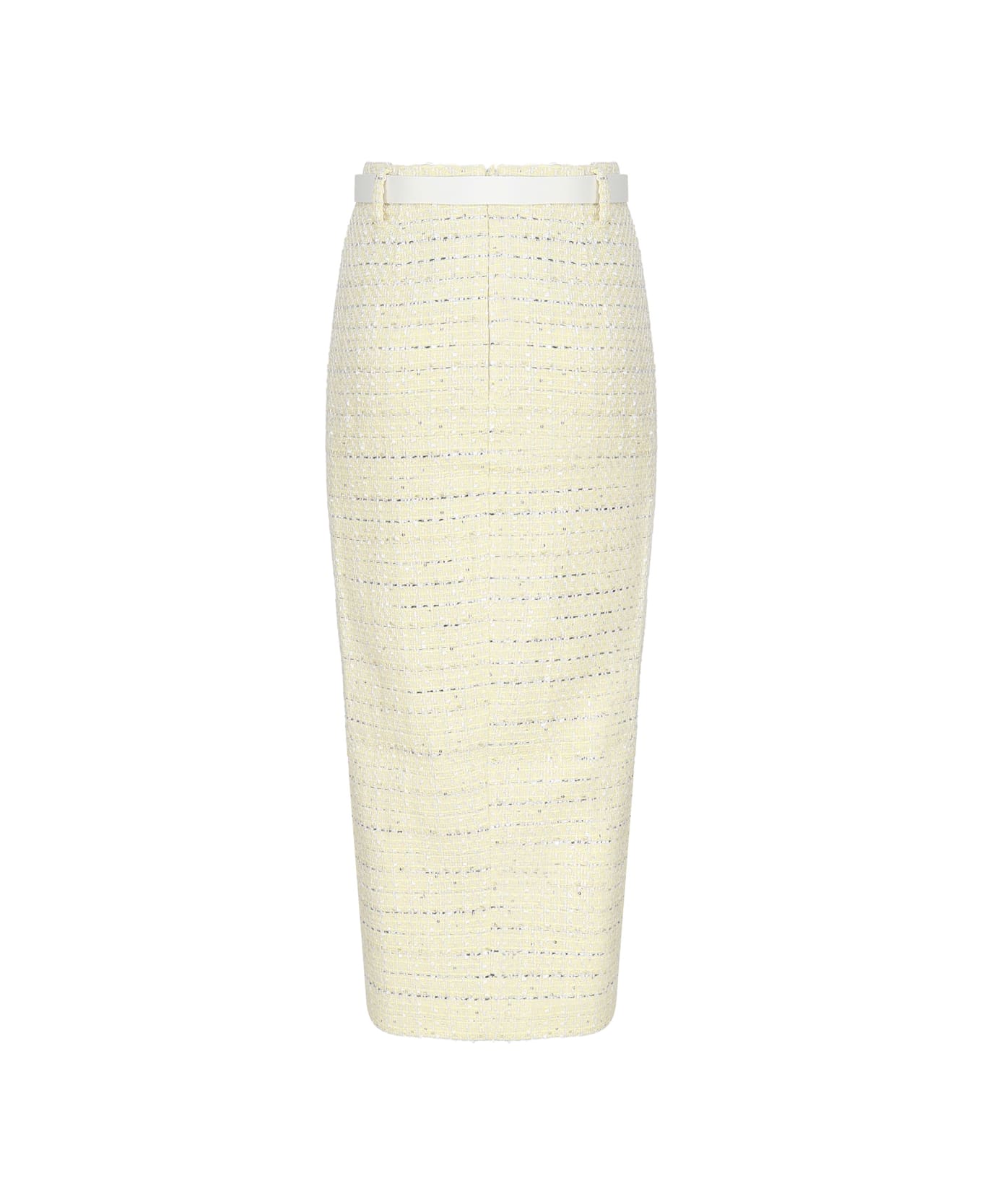 self-portrait Midi Skirt In Bouclé - Yellow