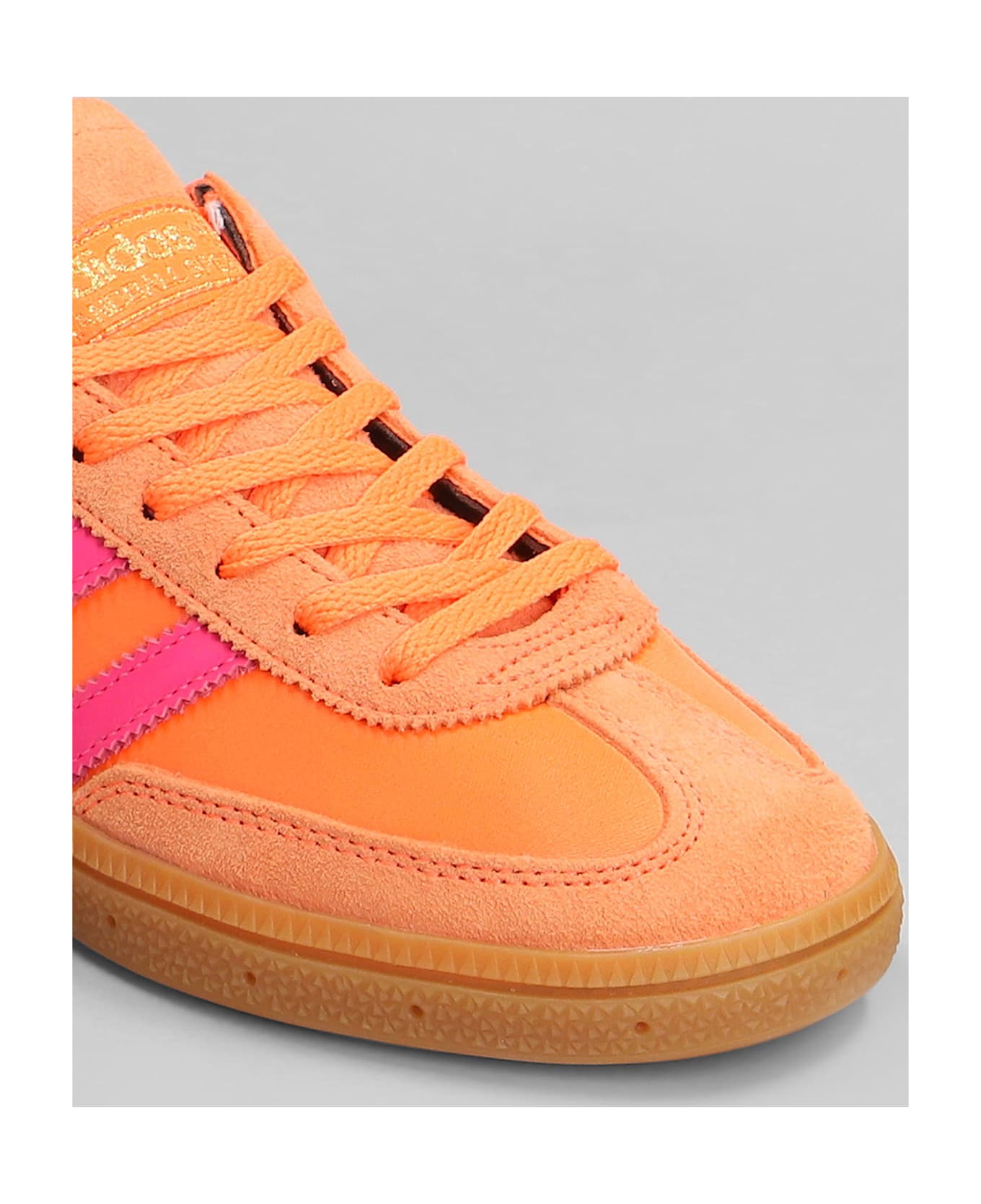 Adidas Handball Spezial Sneakers In Orange Suede And Fabric - orange