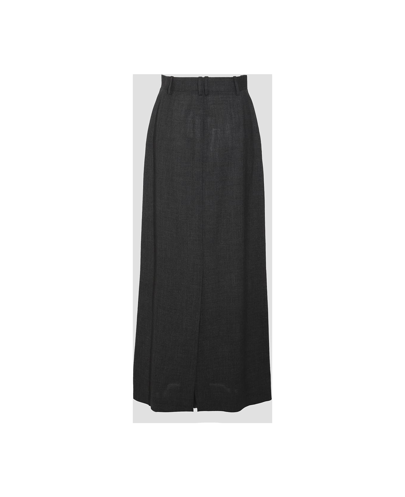 The Row Dark Grey Wool Skirt - CHARCOAL