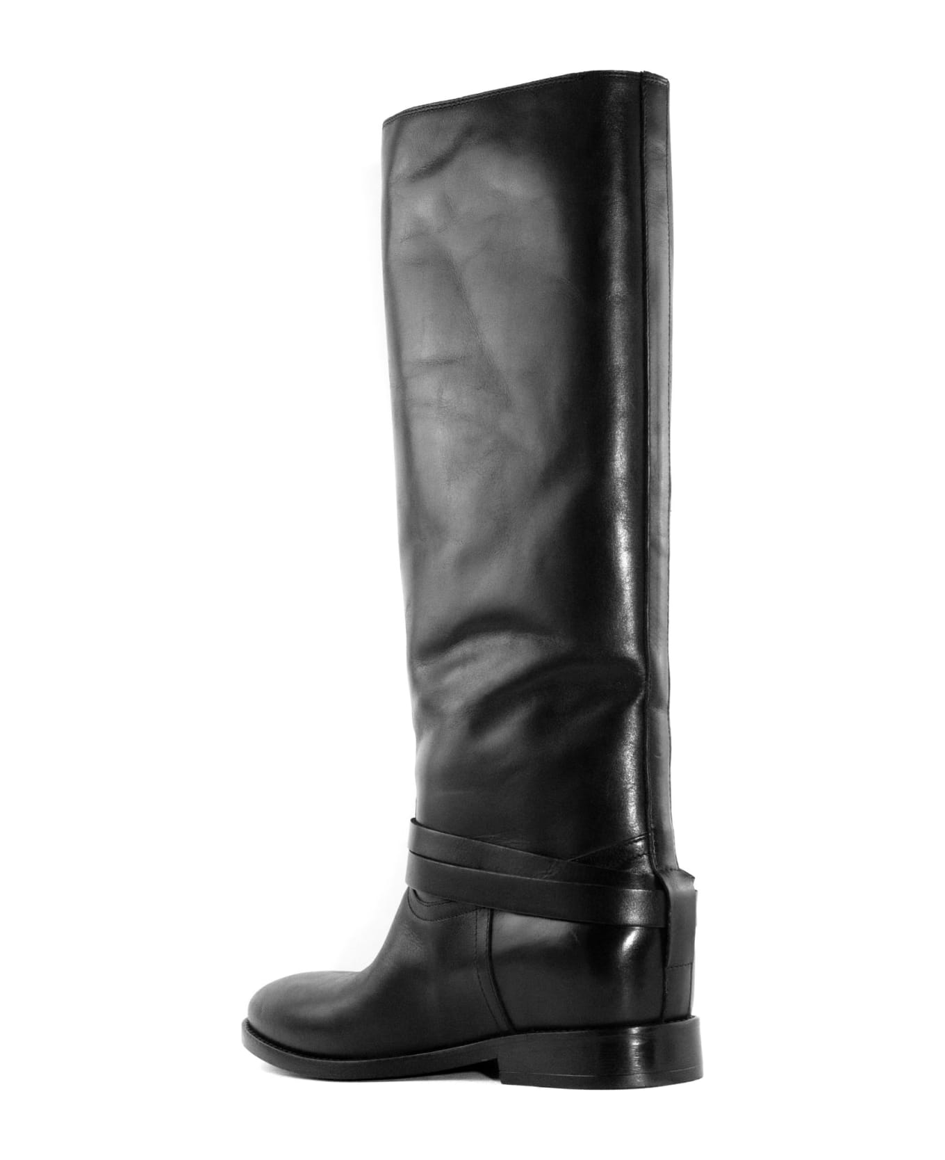 Strategia Black Leather High Boot - Black