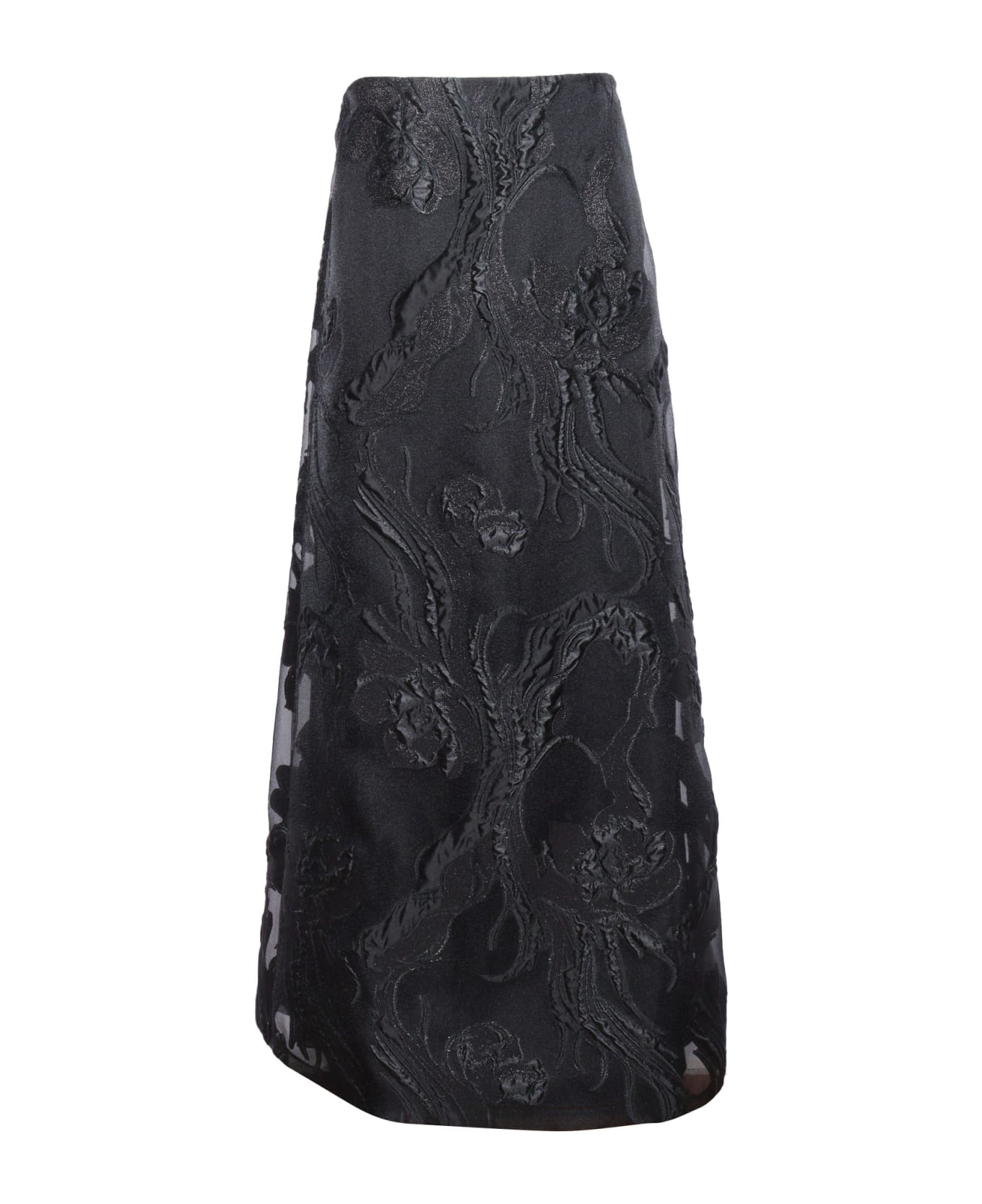 Alberta Ferretti Floral Fil Coupé Skirt - BLACK