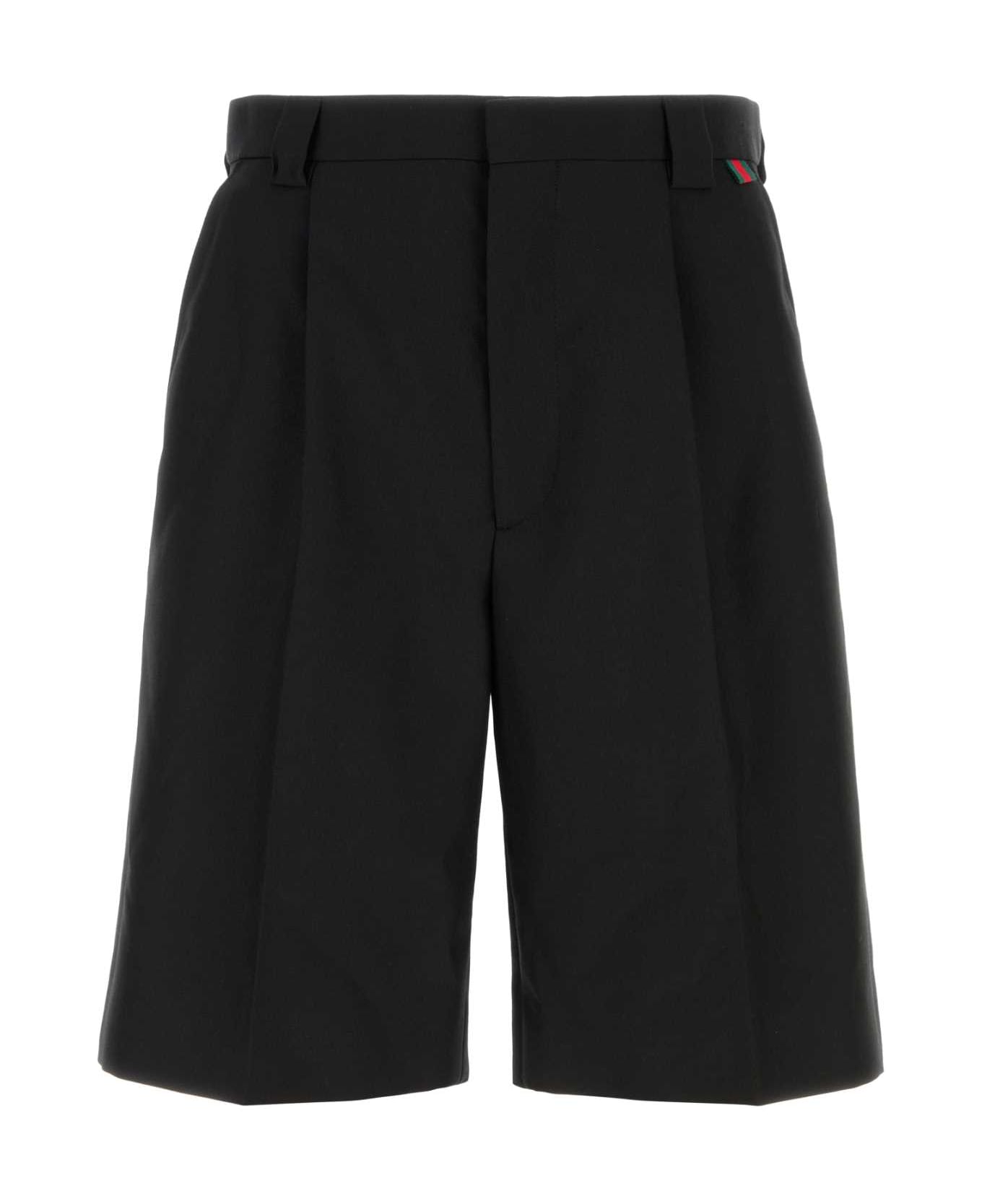 Gucci Black Twill Bermuda Shorts - BLACKMIX