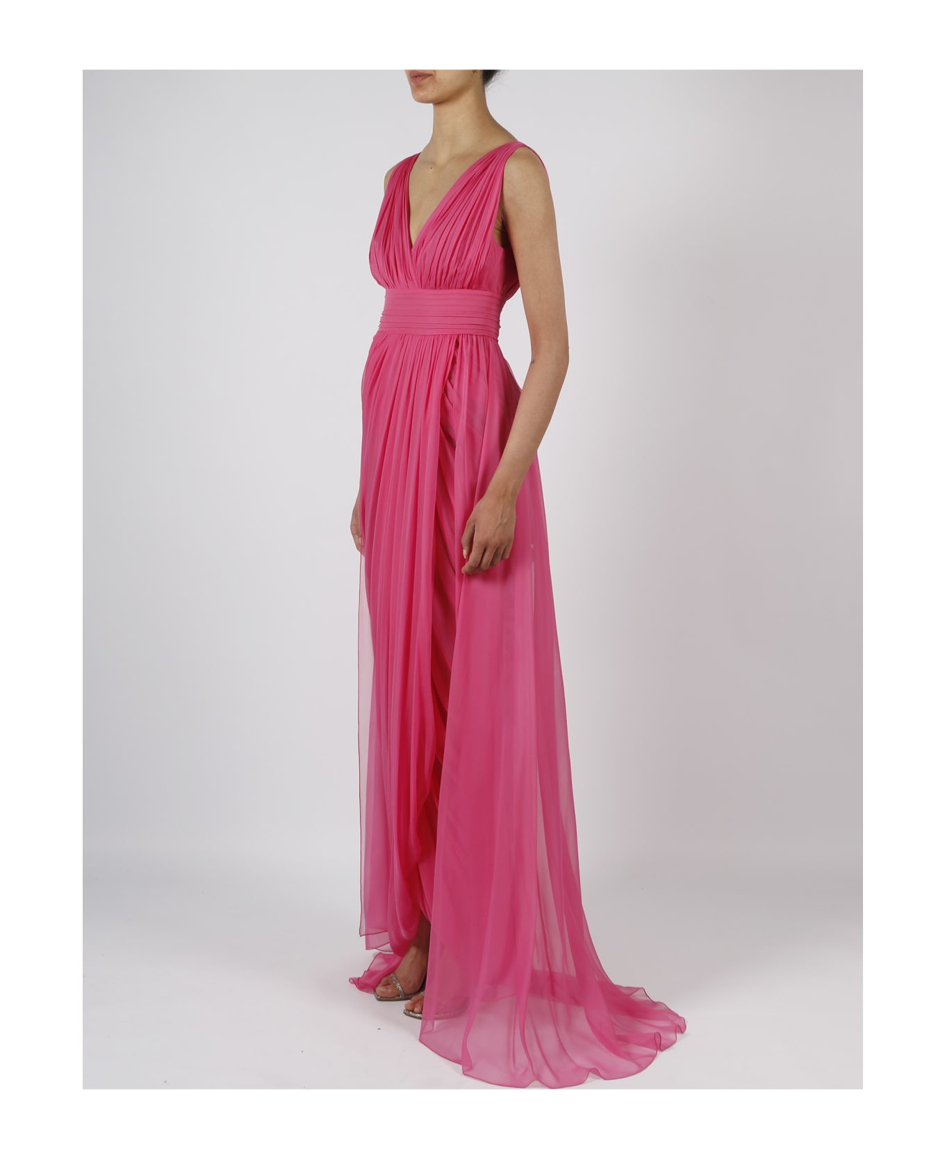 Alberta Ferretti Wide Silk Dress - Pink & Purple
