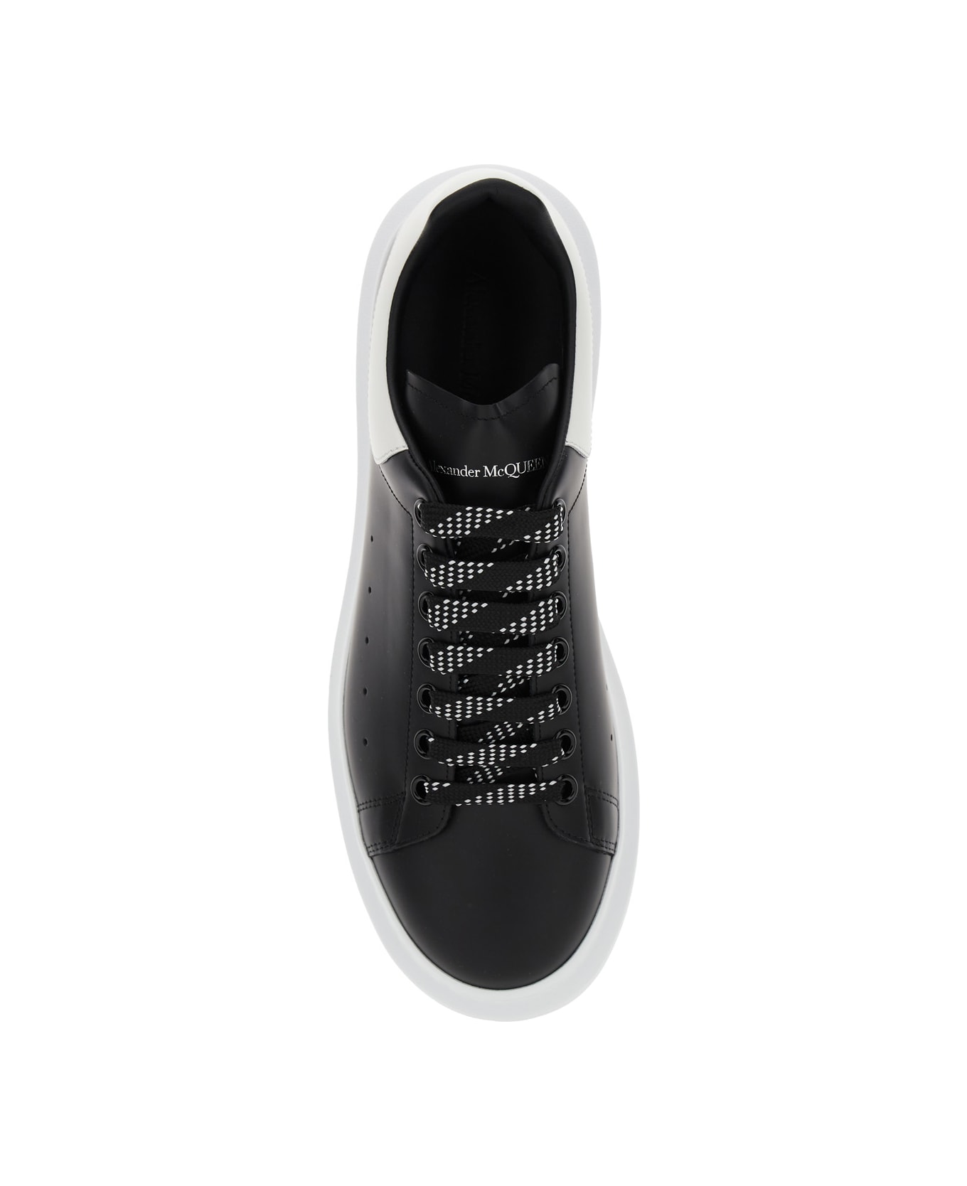 Alexander McQueen Black Low Top Sneakers With Logo Lettering On The Tongue In Leather Man - Black