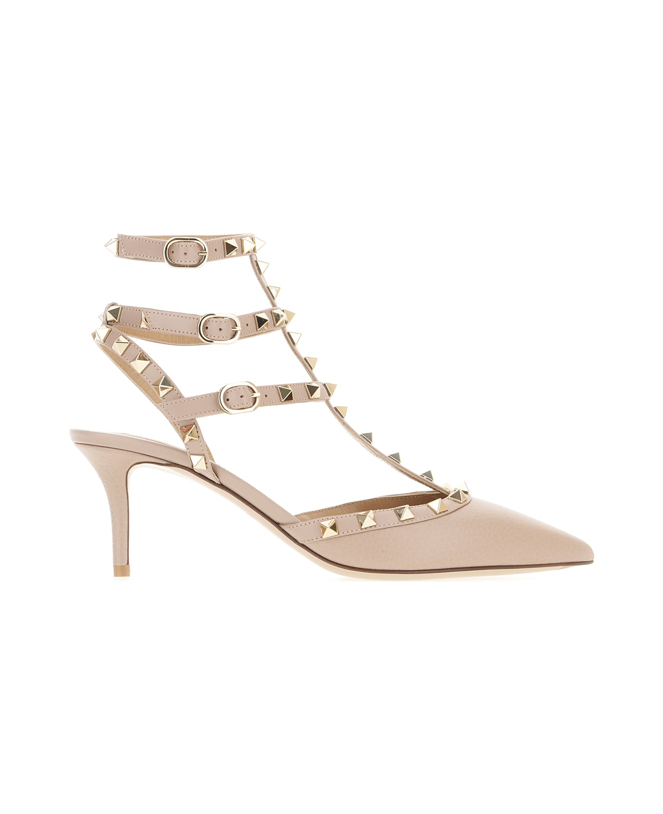 Valentino Garavani Powder Pink Leather Rockstud Pumps - NUDE