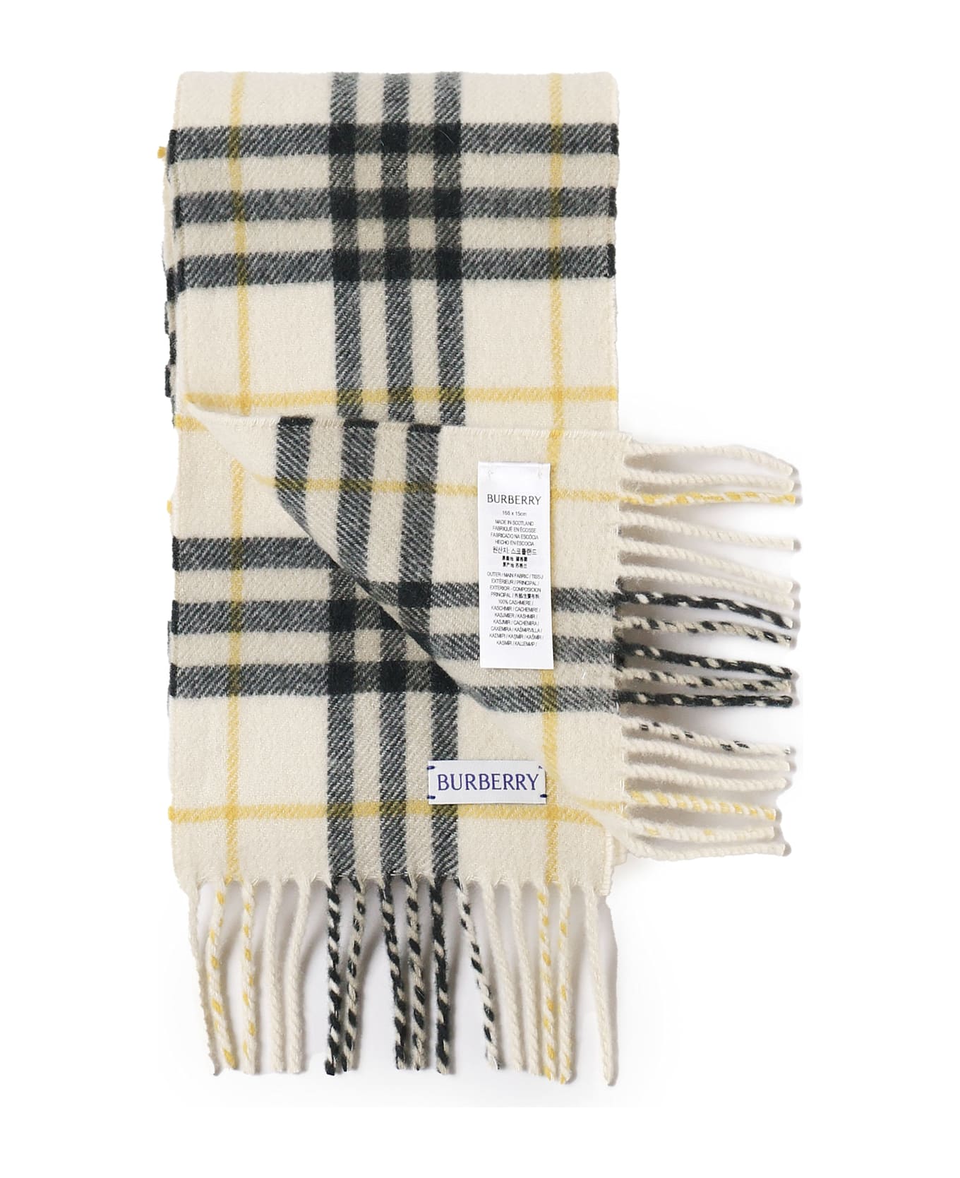 Burberry Checked Fringed Scarf - CANDLE