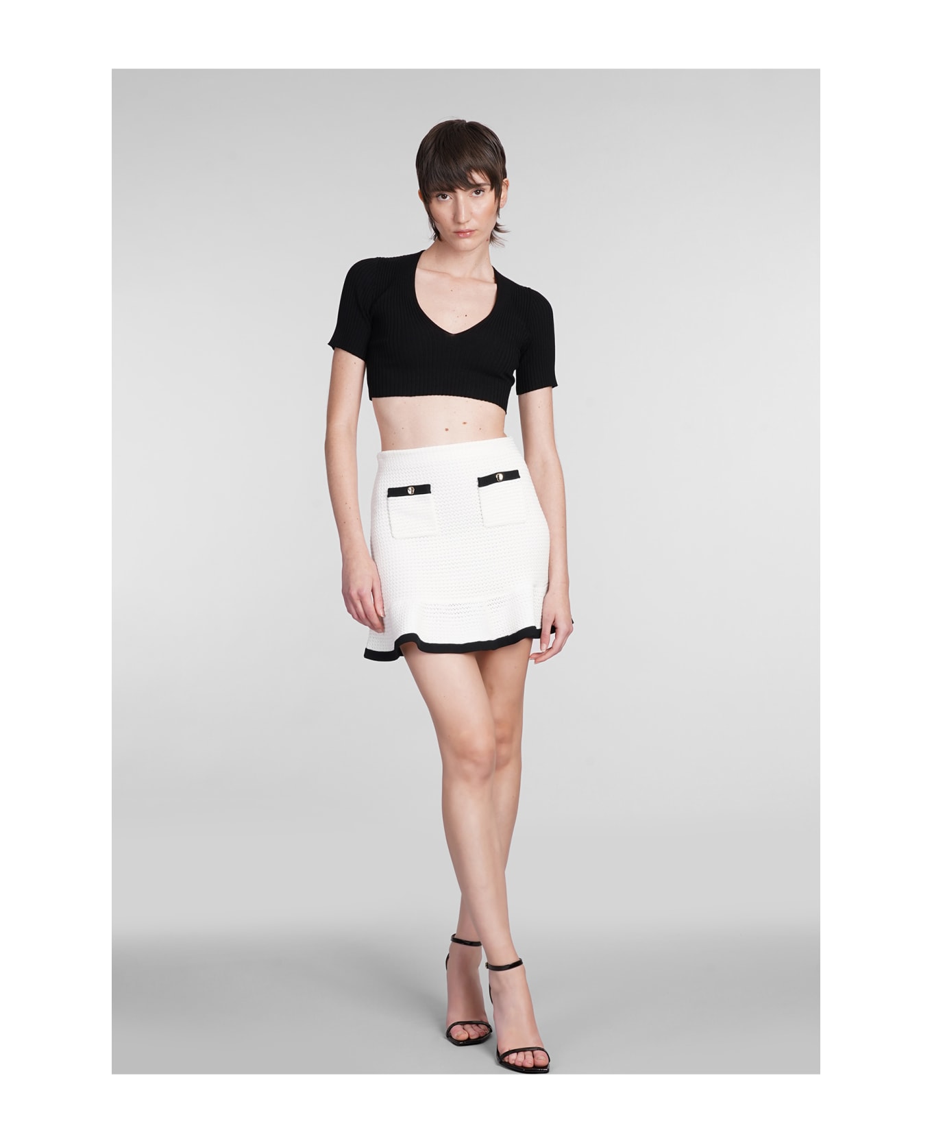 self-portrait Skirt In White Viscose - white