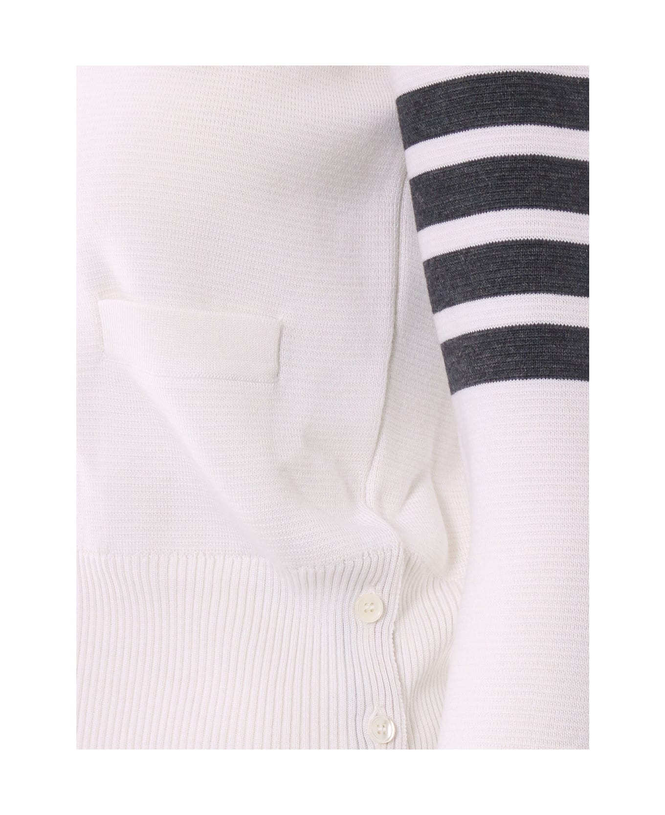 Thom Browne V-neck Merino Wool Cardigan - White
