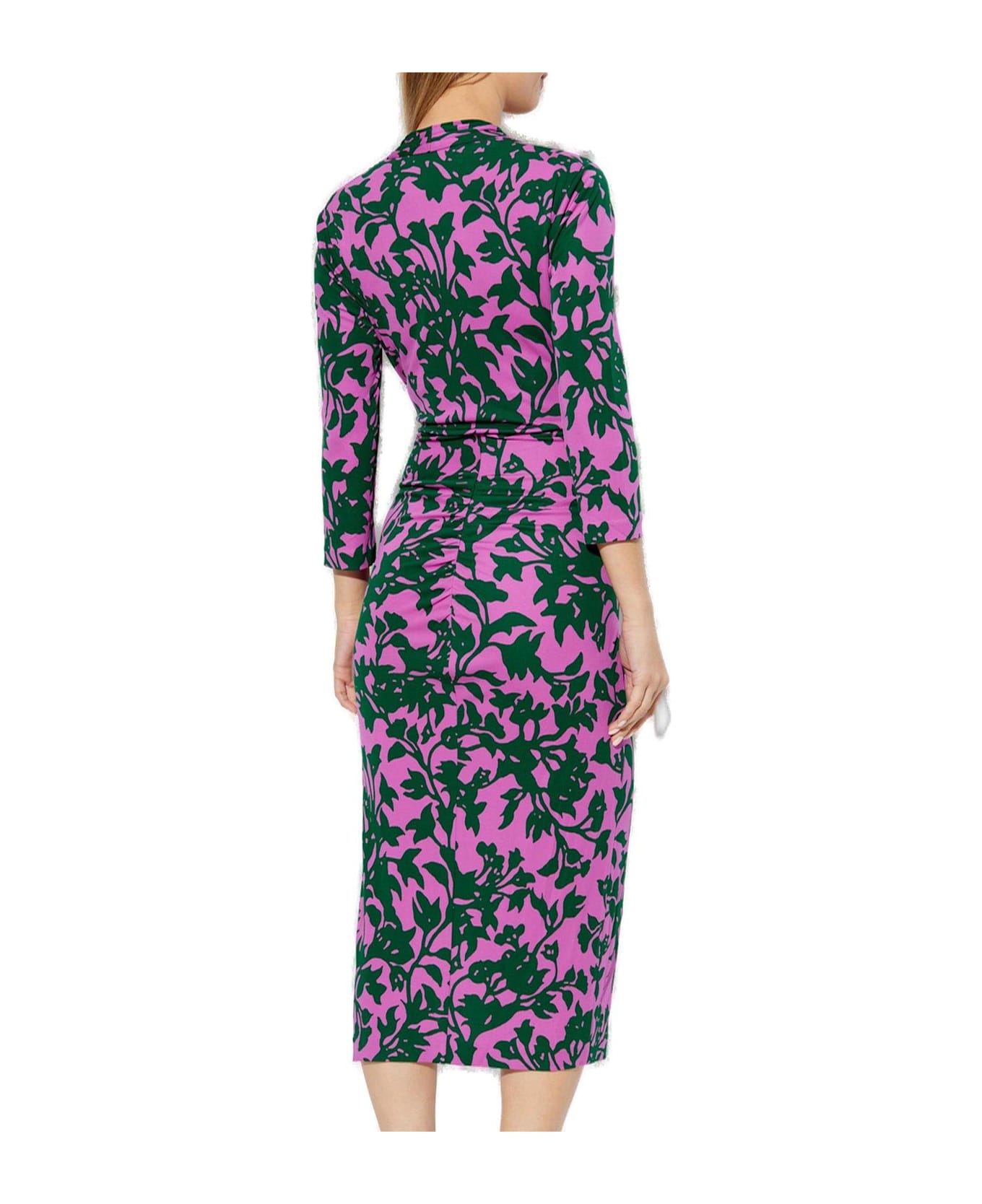 Diane Von Furstenberg Tash All-over Patterned V-neck Dress - PURPLE/GREEN