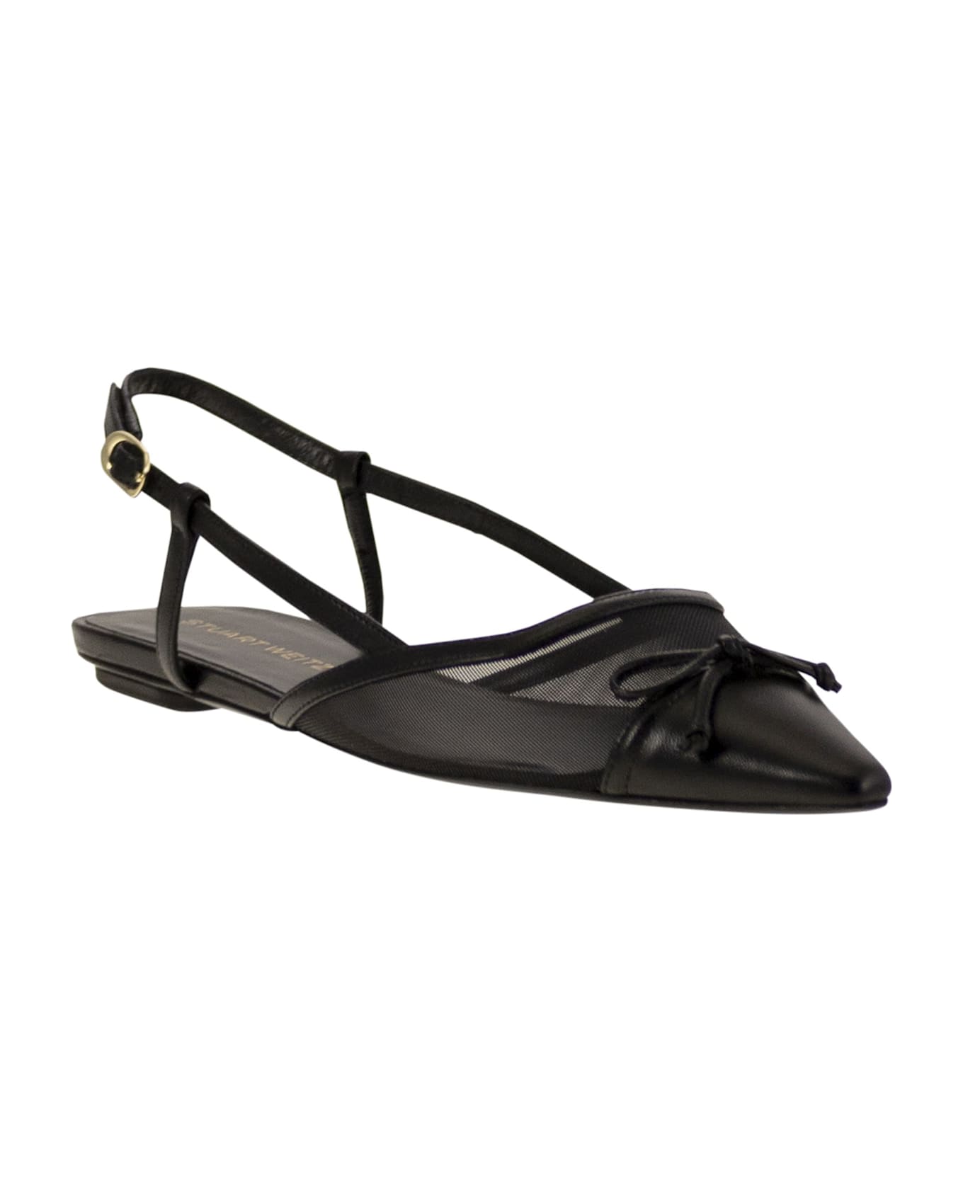 Stuart Weitzman Kitty - Leather And Transparent Fabric Slingback - Black