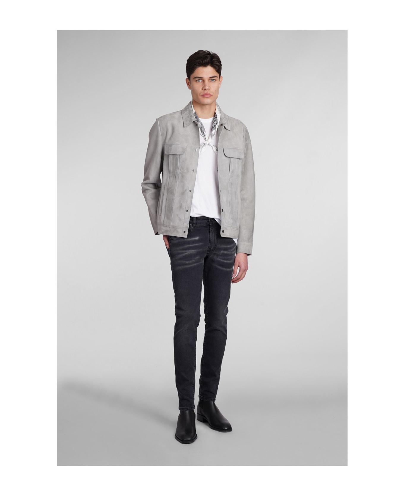 Salvatore Santoro Leather Jacket In Grey Leather - grey