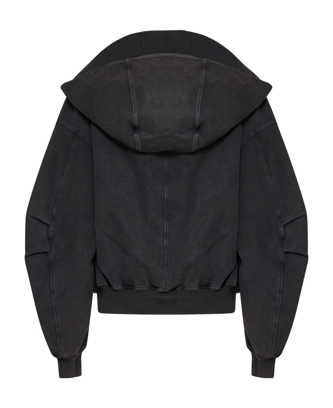 The Attico Zip Sweatshirt. - Faded black