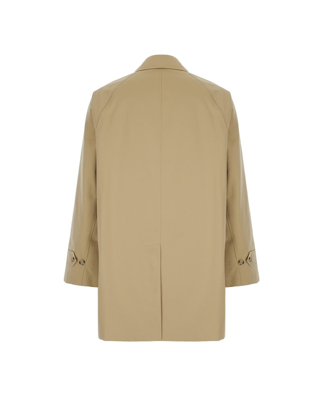 Burberry Beige Single-breasted Trench Coat With Concealed Closure In Gabardine Man - Beige