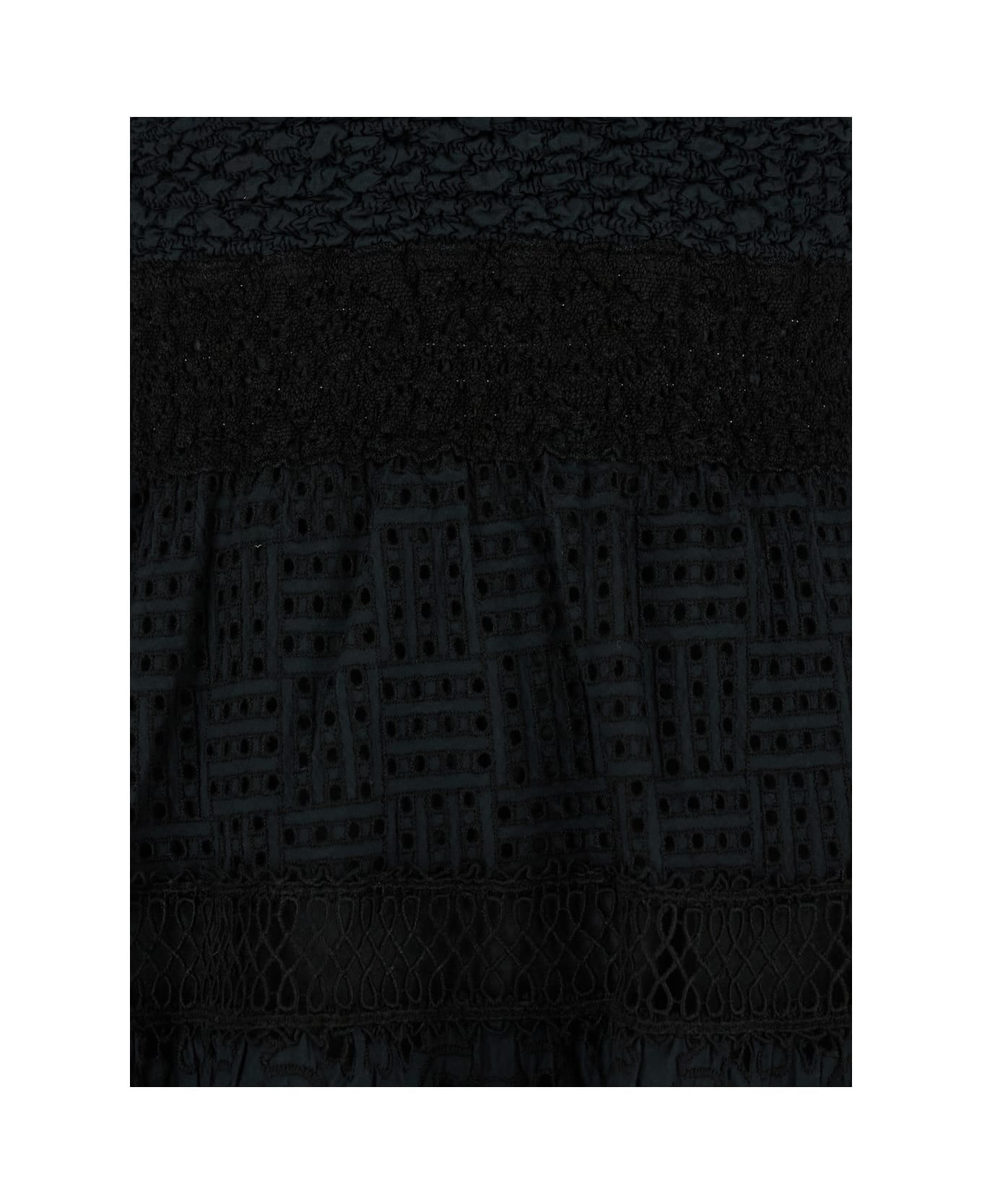 Temptation Positano Black Short Embroidered Dress In Cotton Woman - Black