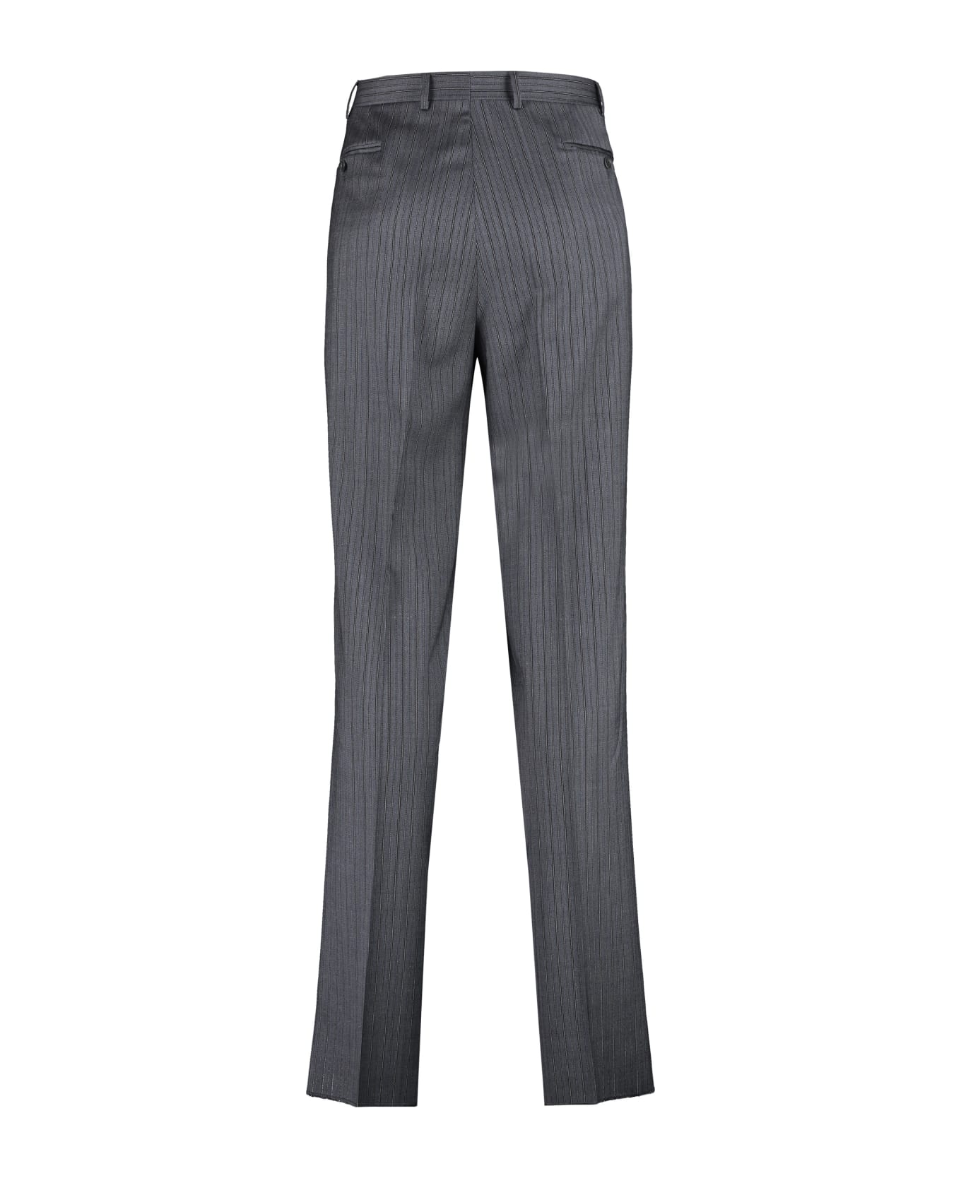 Canali Pin-striped Wool Tailored Trousers - grey