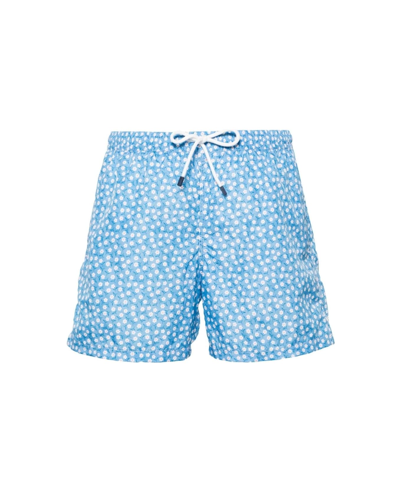 Fedeli Light Blue Swim Shorts With Micro Daisy Pattern - Blue スイムトランクス