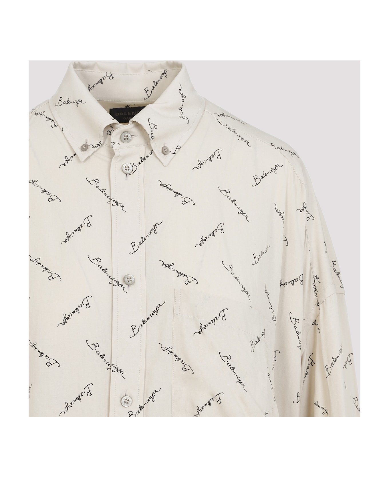 Balenciaga Long Sleeves Cocoon Shirt - Light Beige Black