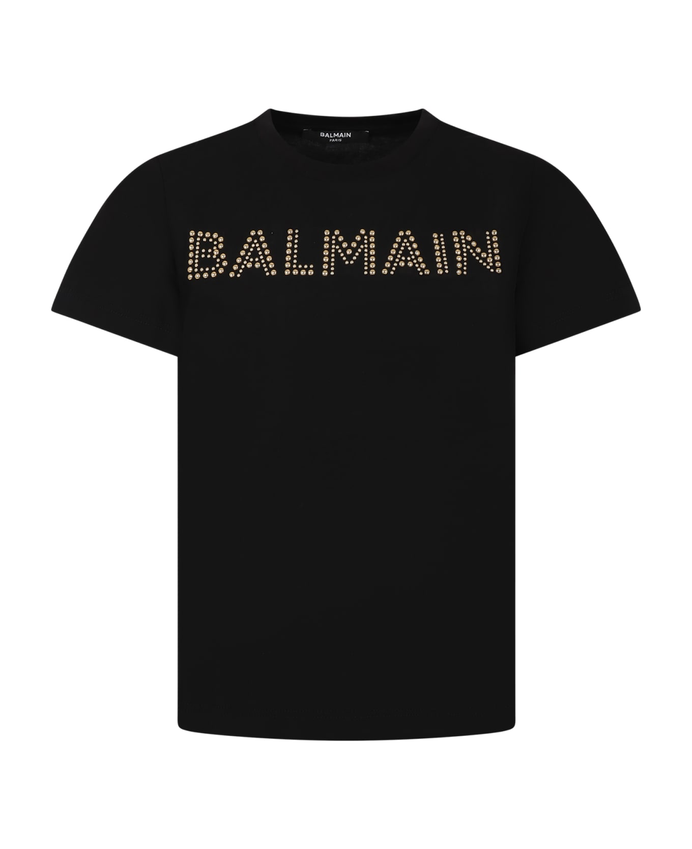 Balmain Black T-shirt For Girl With Logo - Black