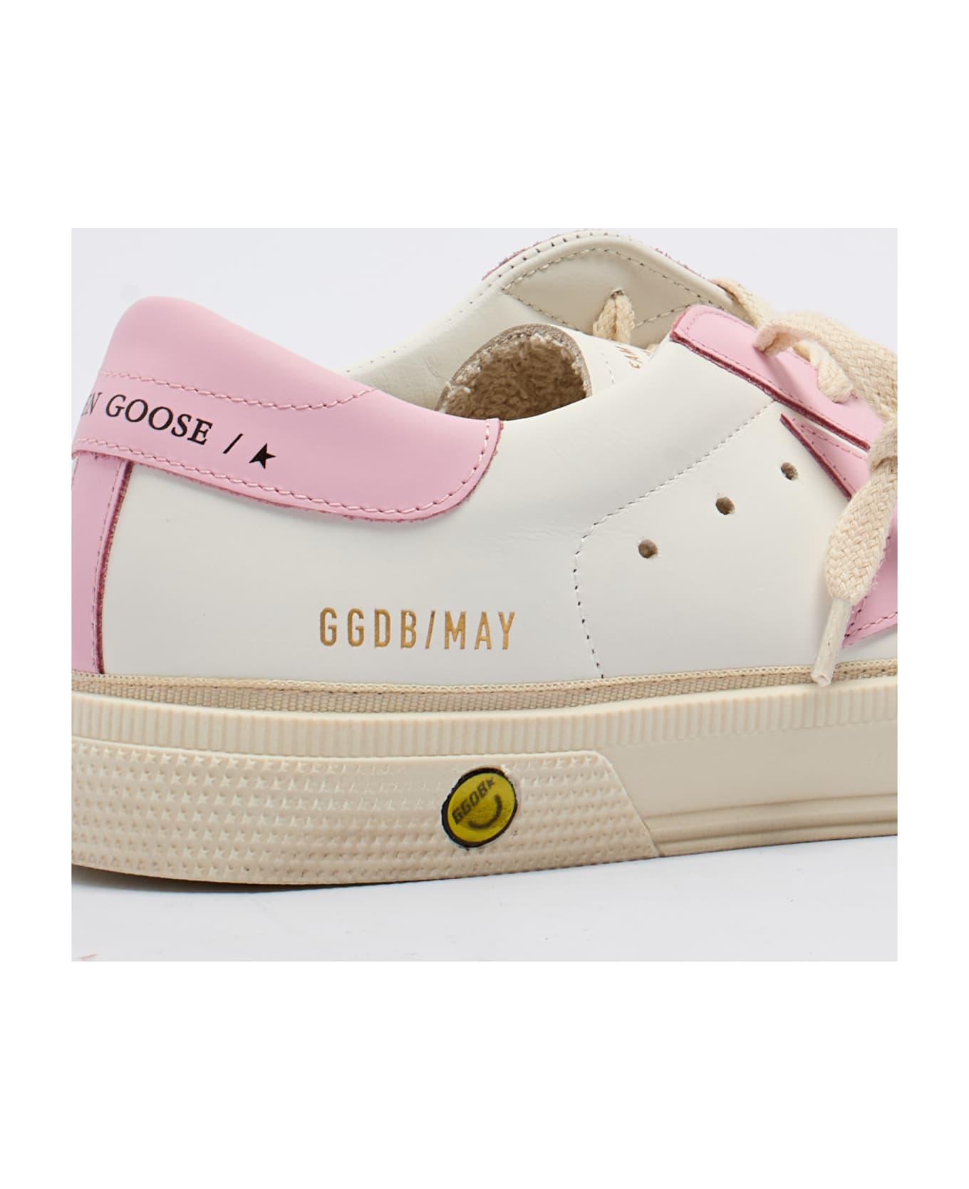 Golden Goose May Leather Sneaker - BIANCO-ROSA 