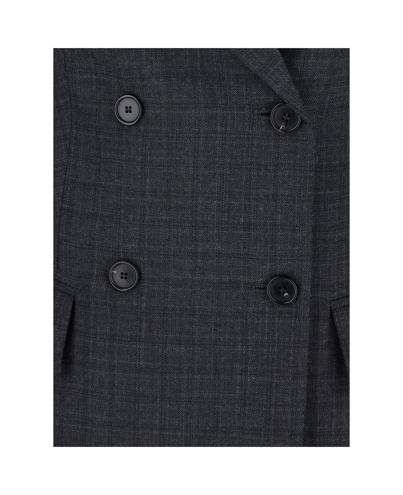 Mauro Grifoni Grey Double-breasted Jacket With Peak Revers And All-over Striped Motif In Wool Woman - Grey
