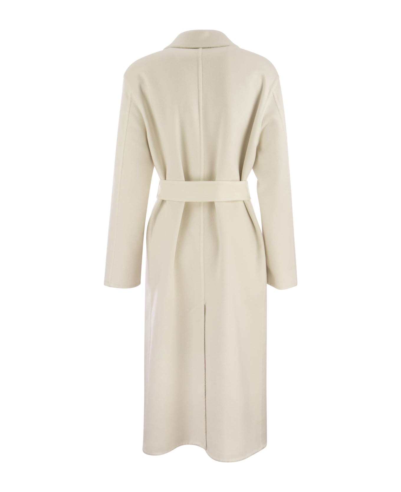 Brunello Cucinelli Double-breasted Cashmere Cloth Coat With Jewellery - White
