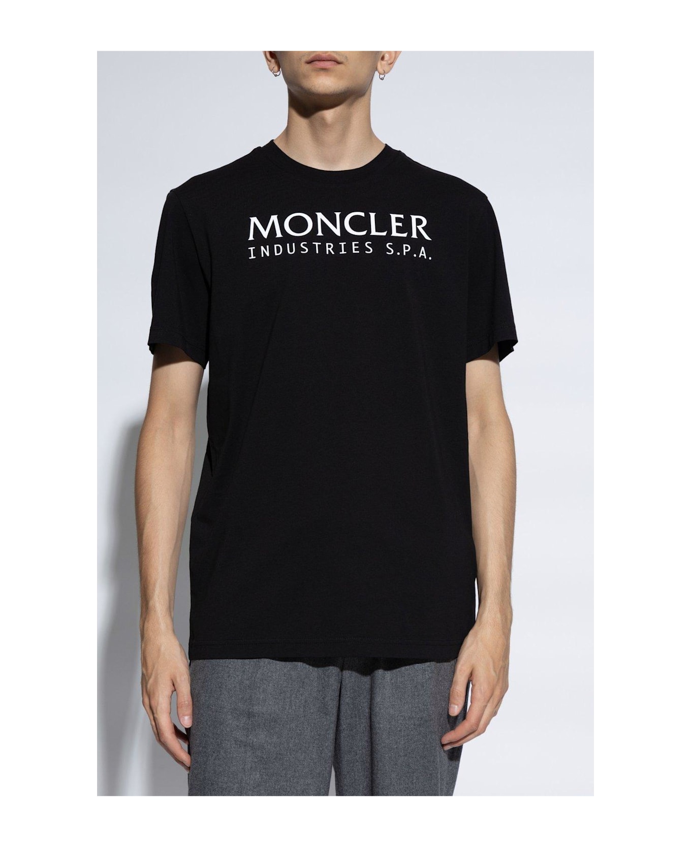 Moncler Logo Printed Crewneck T-shirt - Black