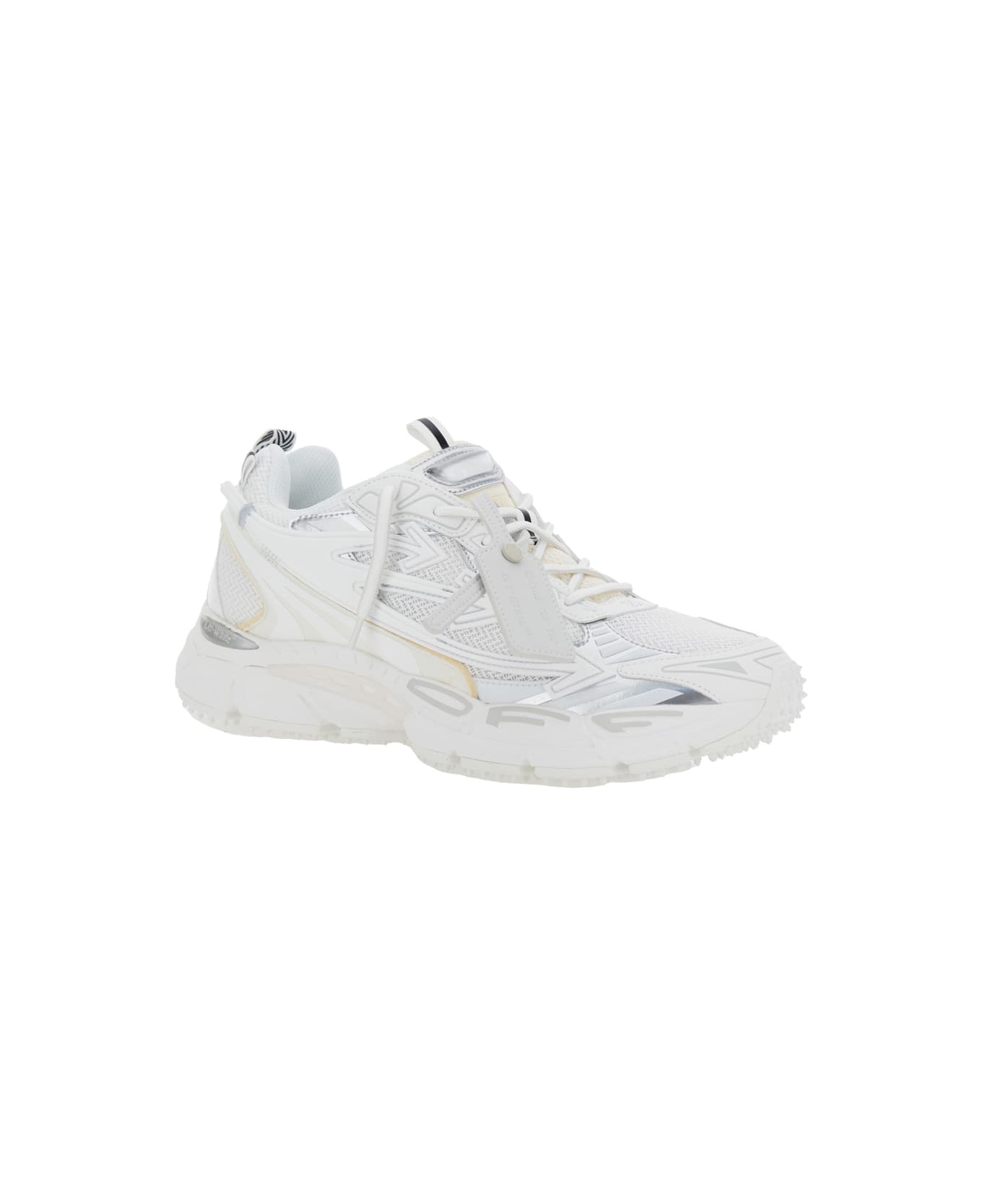Off-White 'ow Be Right' White Low Top Sneakers With Zip-tie Detail In Mesh And Leather Man - White