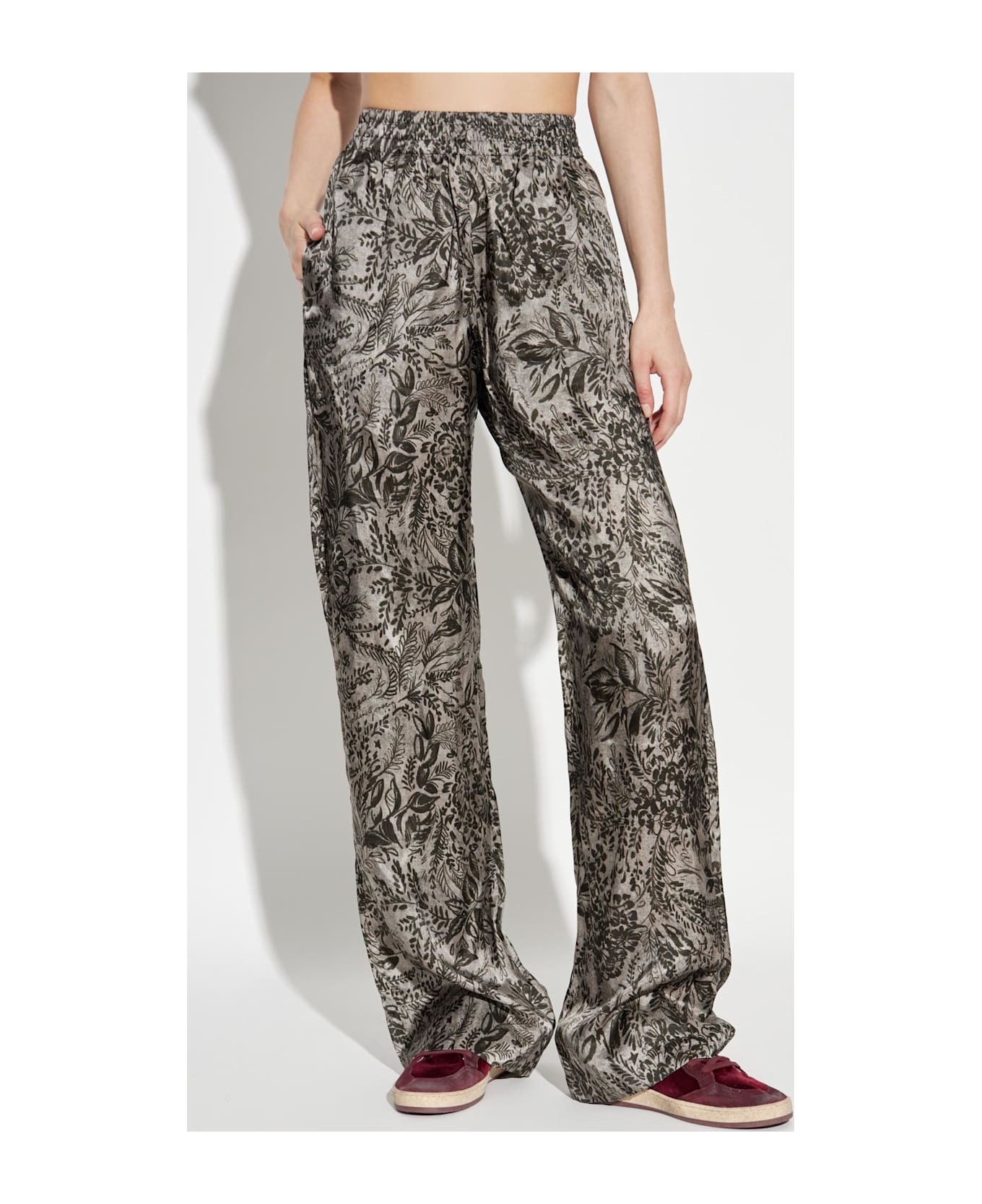 Golden Goose Pants With A Botanical Motif - GREY SHADES