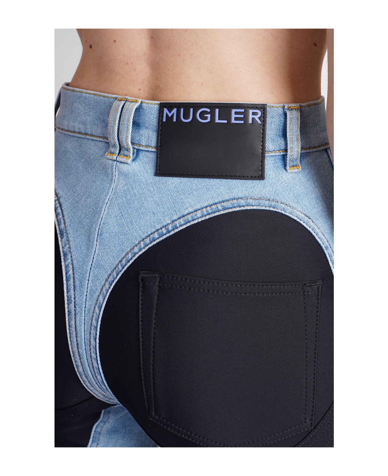 Mugler Jeans In Cyan Cotton - cyan