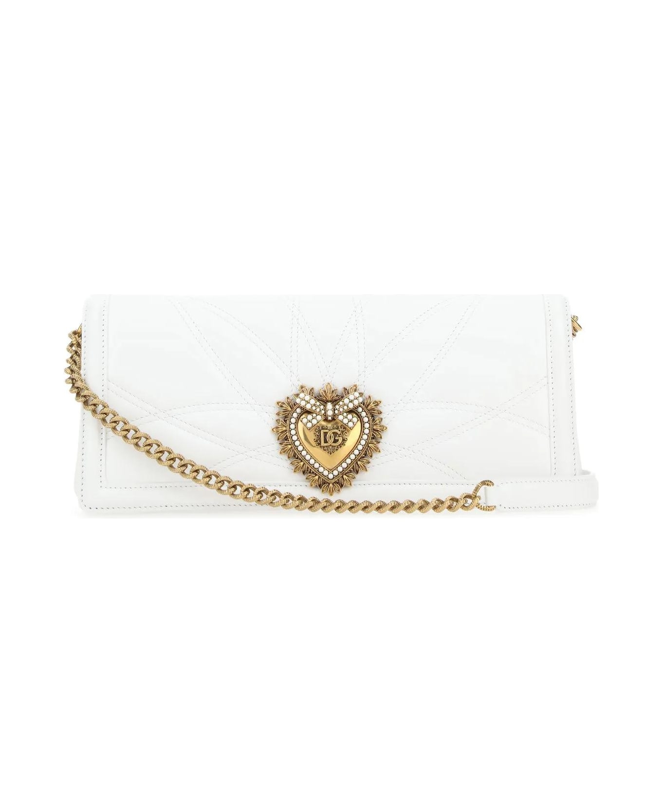 Dolce & Gabbana White Nappa Leather Devotion Shoulder Bag - White