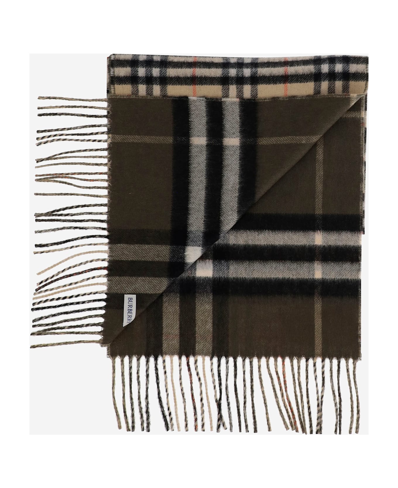 Burberry Reversible Cashmere Scarf With Check Pattern - Red