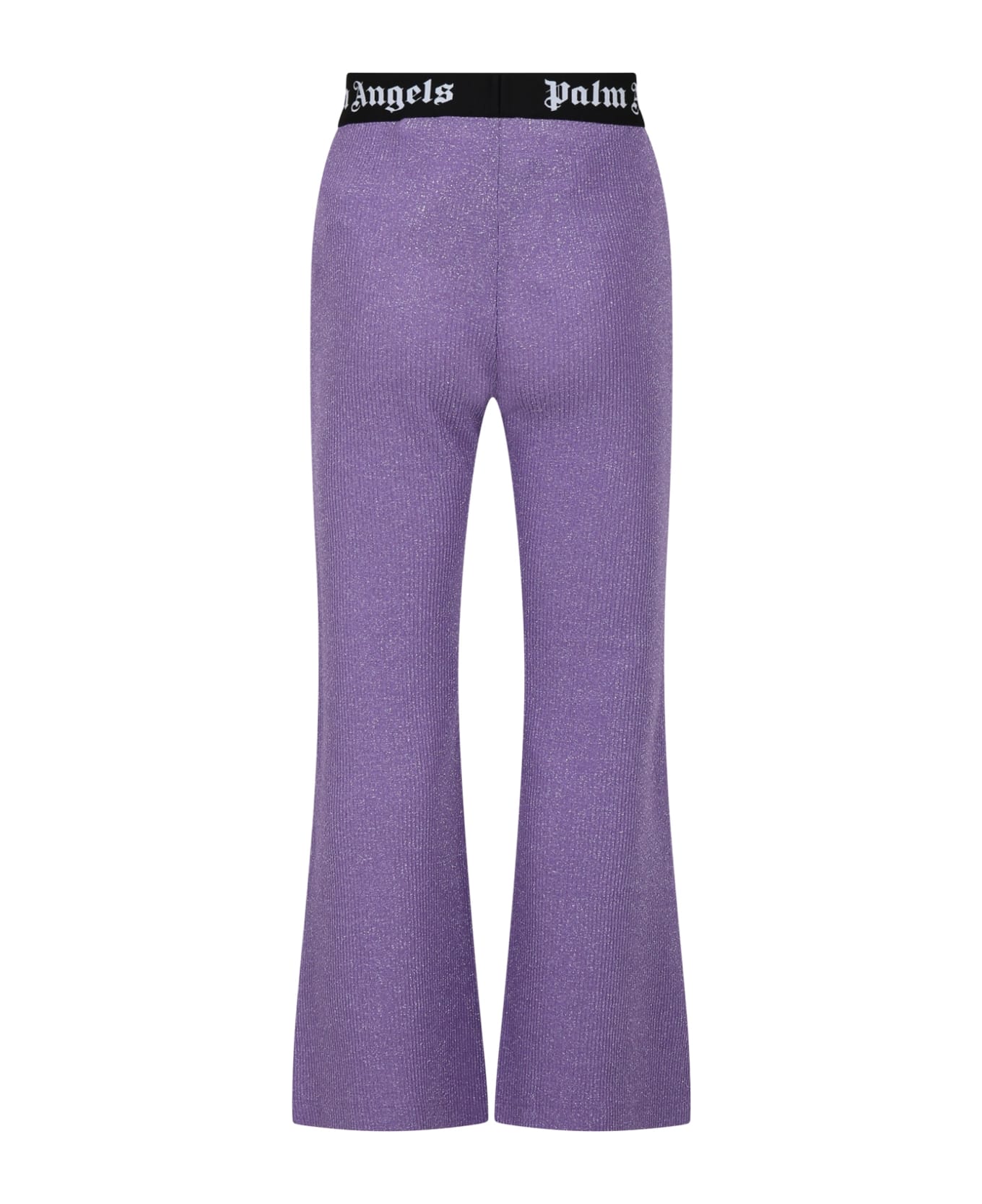 Palm Angels Purple Leggings For Girl With Logo - Violet